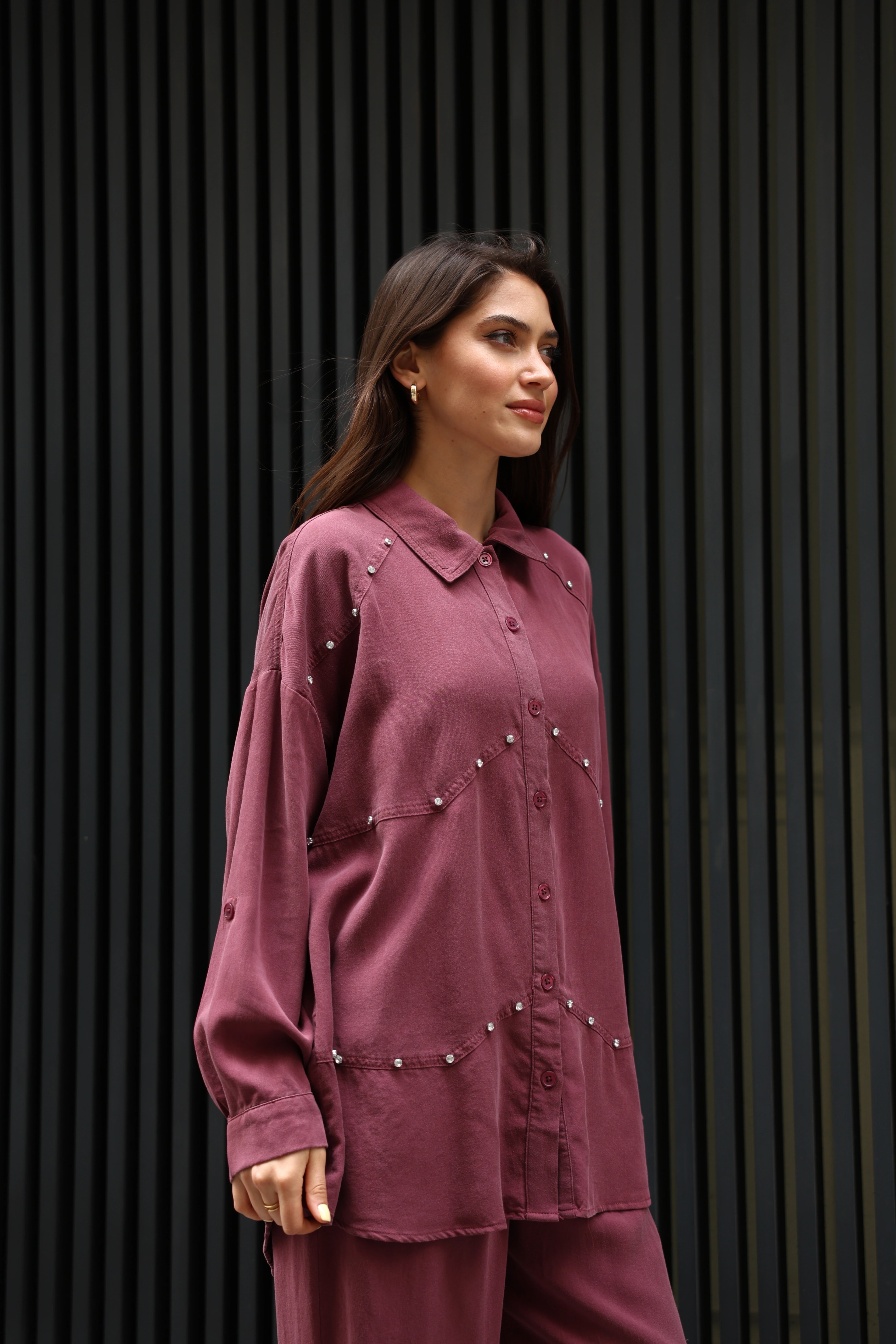 Toptan Tensel Kumaş Taşlı İkili Takım