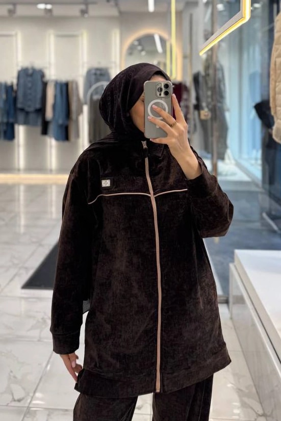 Wholesale Velvet Fabric Zippered Two-Piece Set