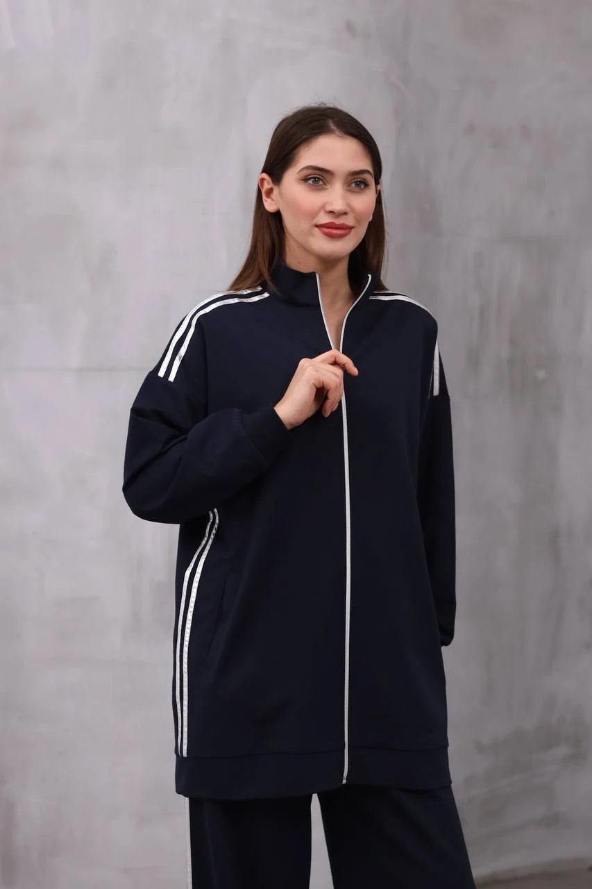 الجملة اثنين من النسيج الخيط انغلق بدلة مزدوجة الحجم كبير - كحلي