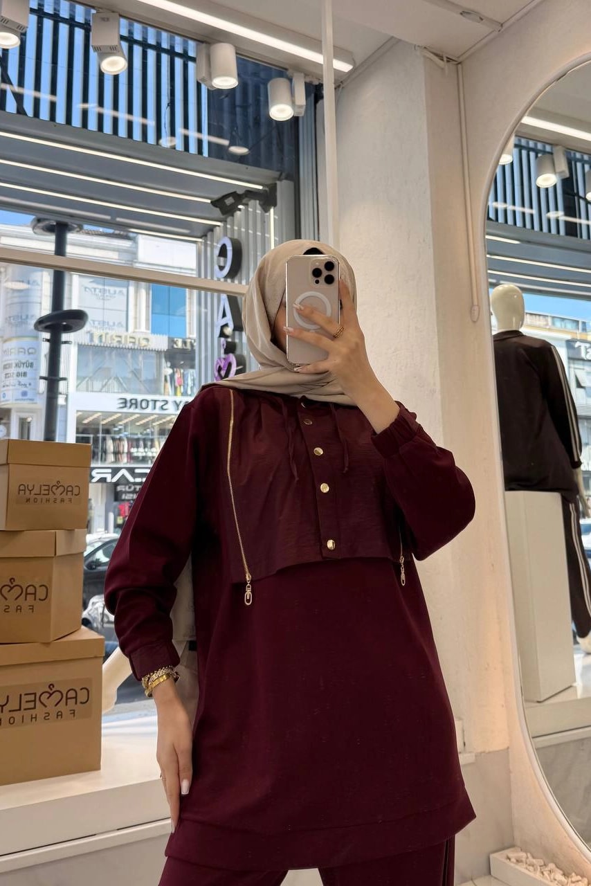 Toptan Oysho Kumaş Fermuar Ve Çıtçıt Detaylı İkili Takım