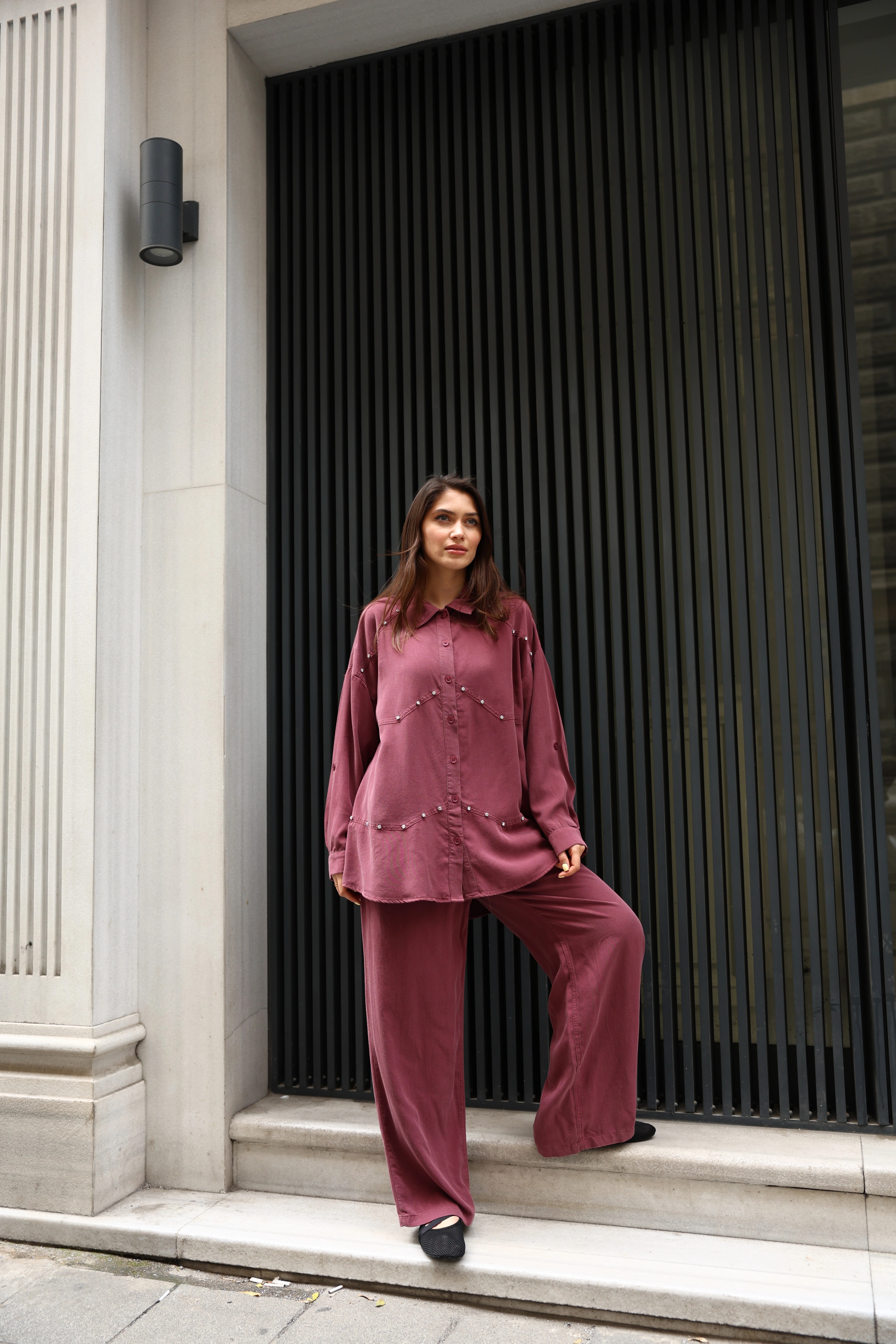 Toptan Tensel Kumaş Taşlı İkili Takım