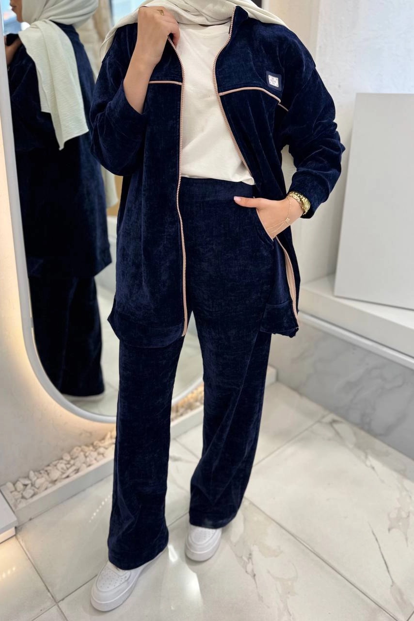 Toptan Kadife Kumaş Fermuarlı İkili Takım 