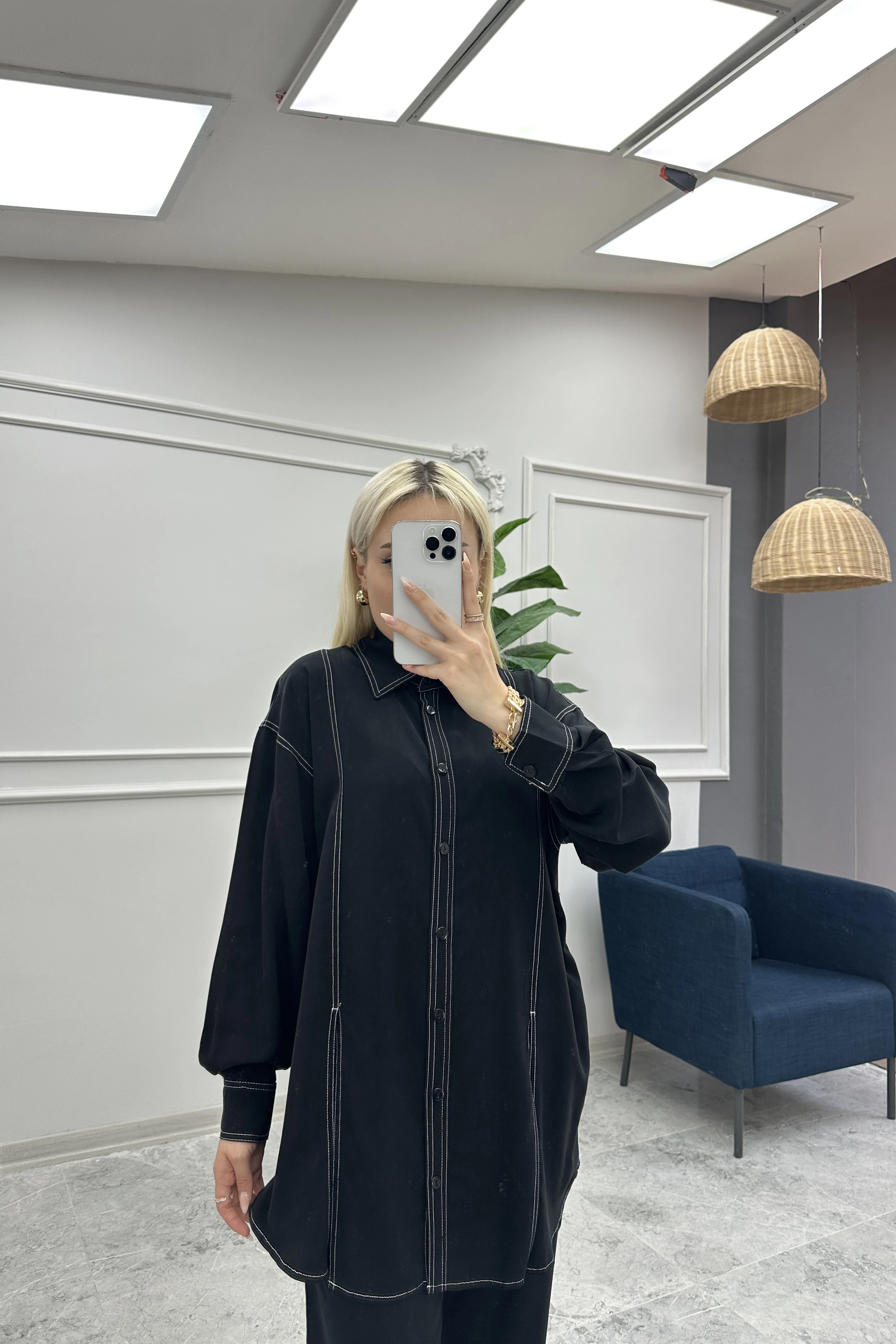 Wholesale Tencel Fabric Slit Detailed Two Piece Suit - 10670 Product Information