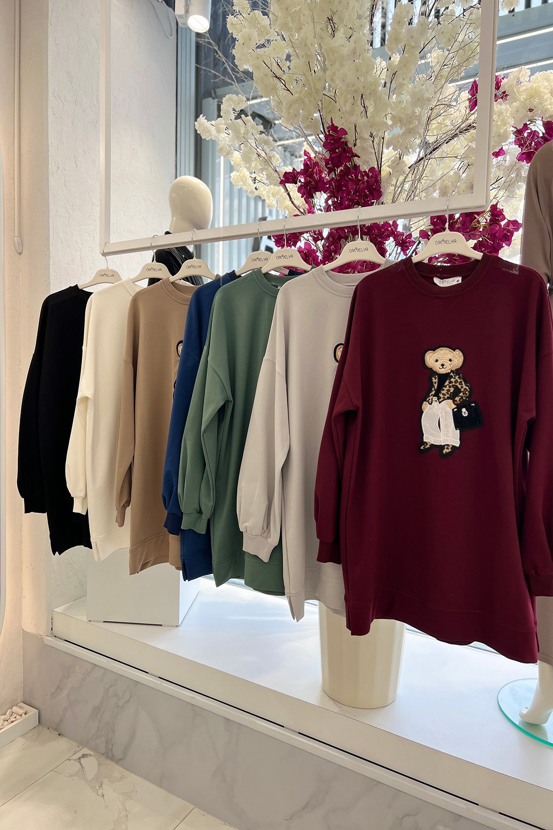 Wholesale Two Yarn Fabric Teddy Bear Pattern Tunic - 5268