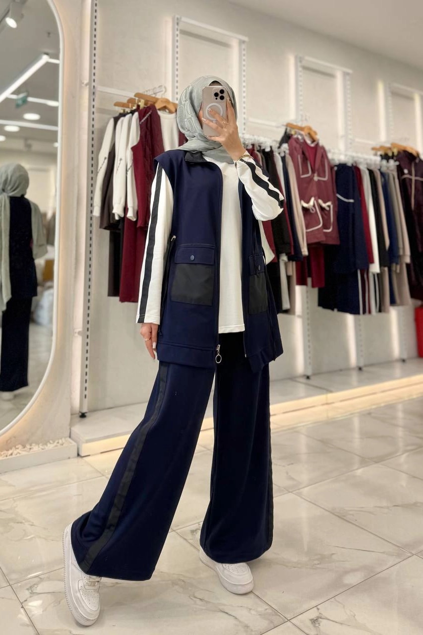 Toptan Oysho Kumaş Kapak Cep Detaylı Üçlü Takım