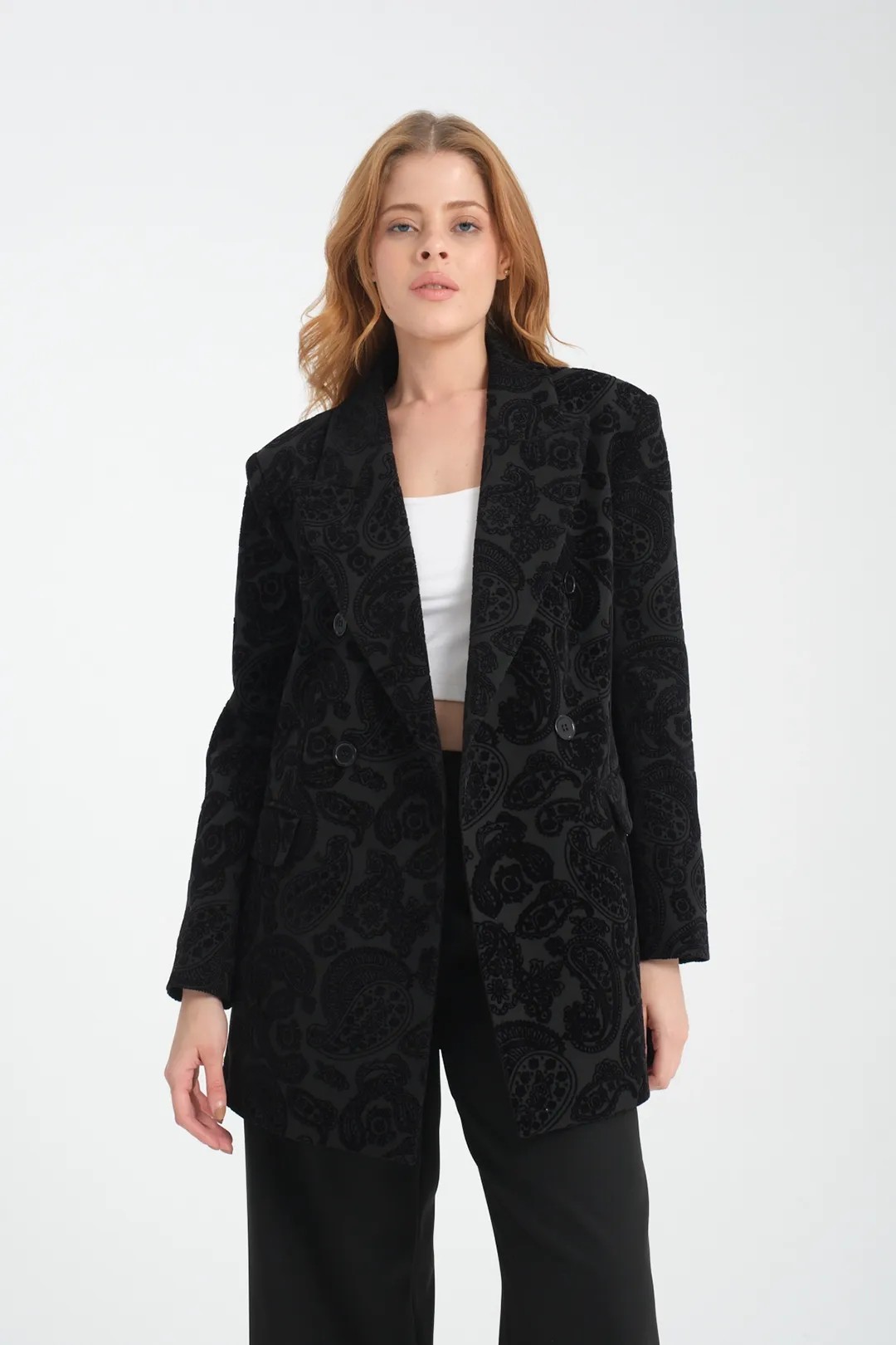 Wholesale Imported Crepe Jacket Ethnic Patterned Two Piece Suit