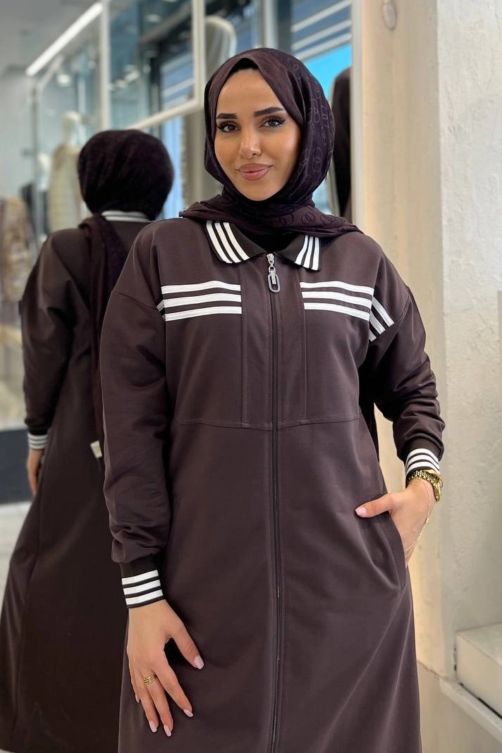 Toptan İki İplik Kumaş Şerit Detaylı Battal Beden Elbise