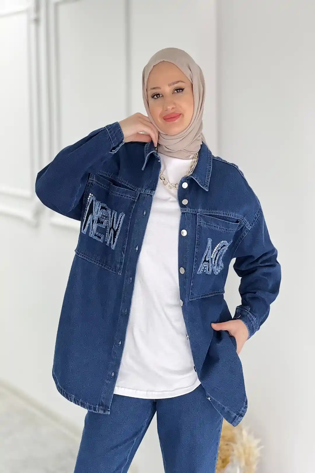 Toptan Kot Kumaş Önü Düğmeli Spor İkili Takım