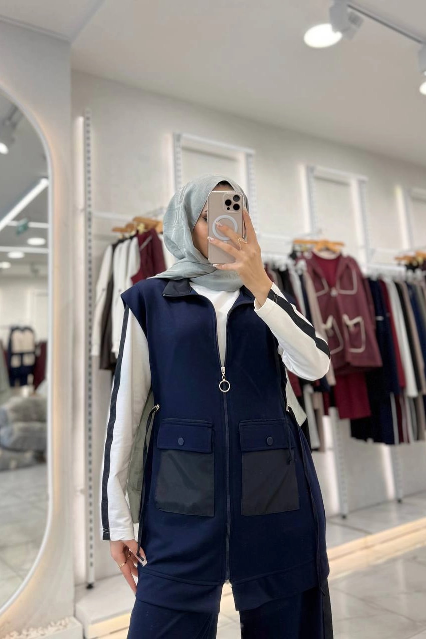 Toptan Oysho Kumaş Kapak Cep Detaylı Üçlü Takım