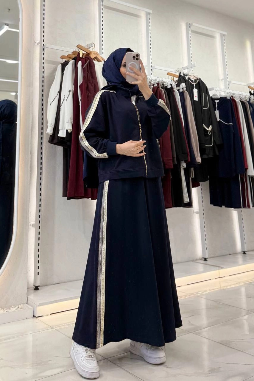 Toptan İki İplik Kumaş Fermuarlı Üçlü Etek Takım