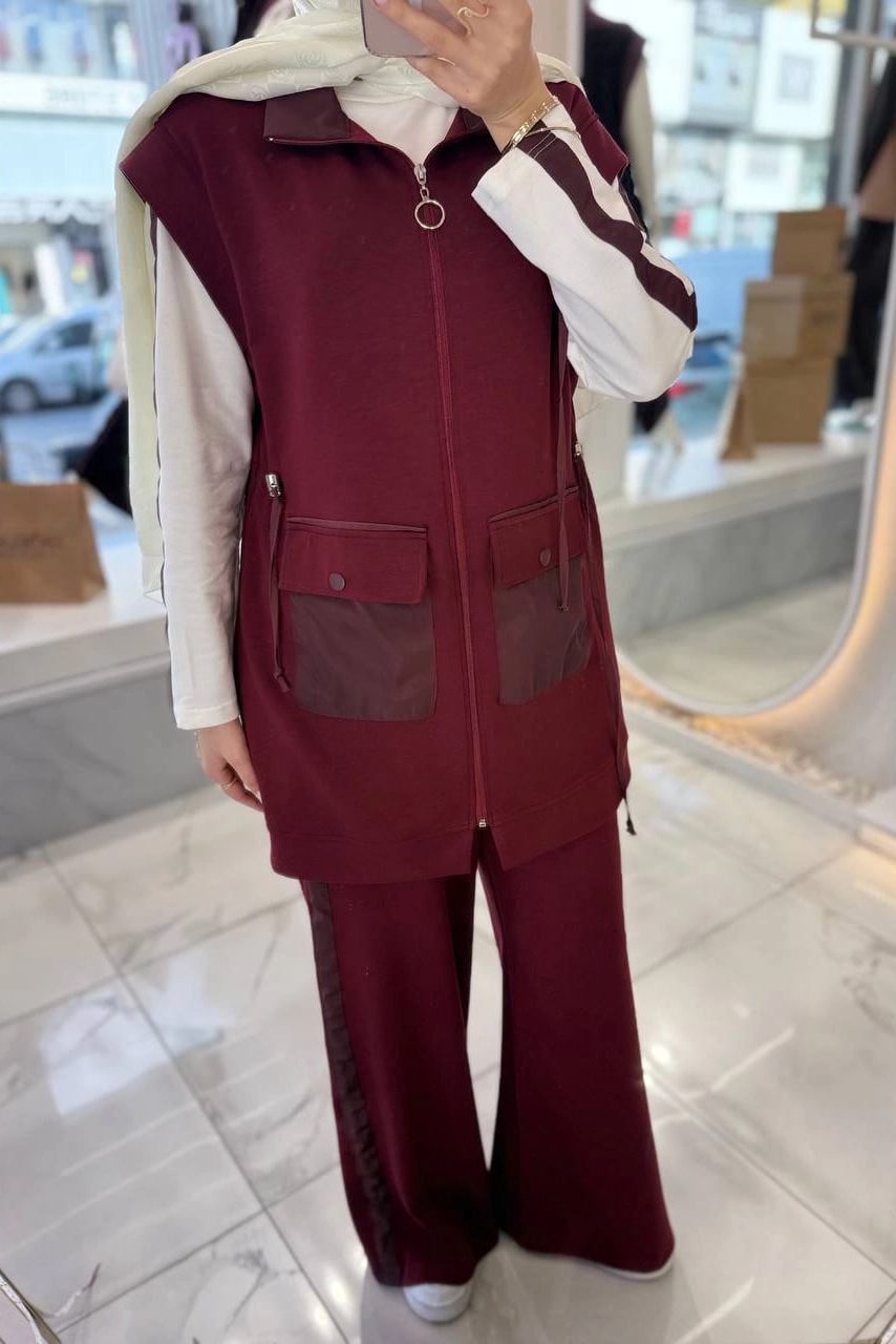 Toptan Oysho Kumaş Kapak Cep Detaylı Üçlü Takım