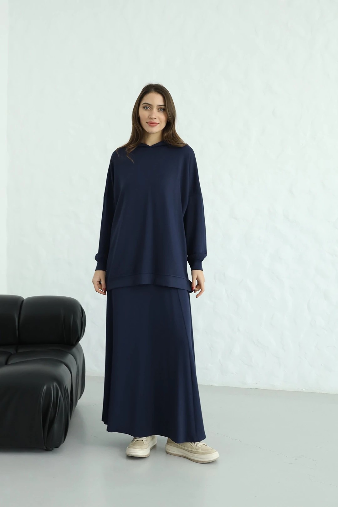 Wholesale Oysho Fabric Plain Double Skirt Set - 8192 Product Information - Navy Blue