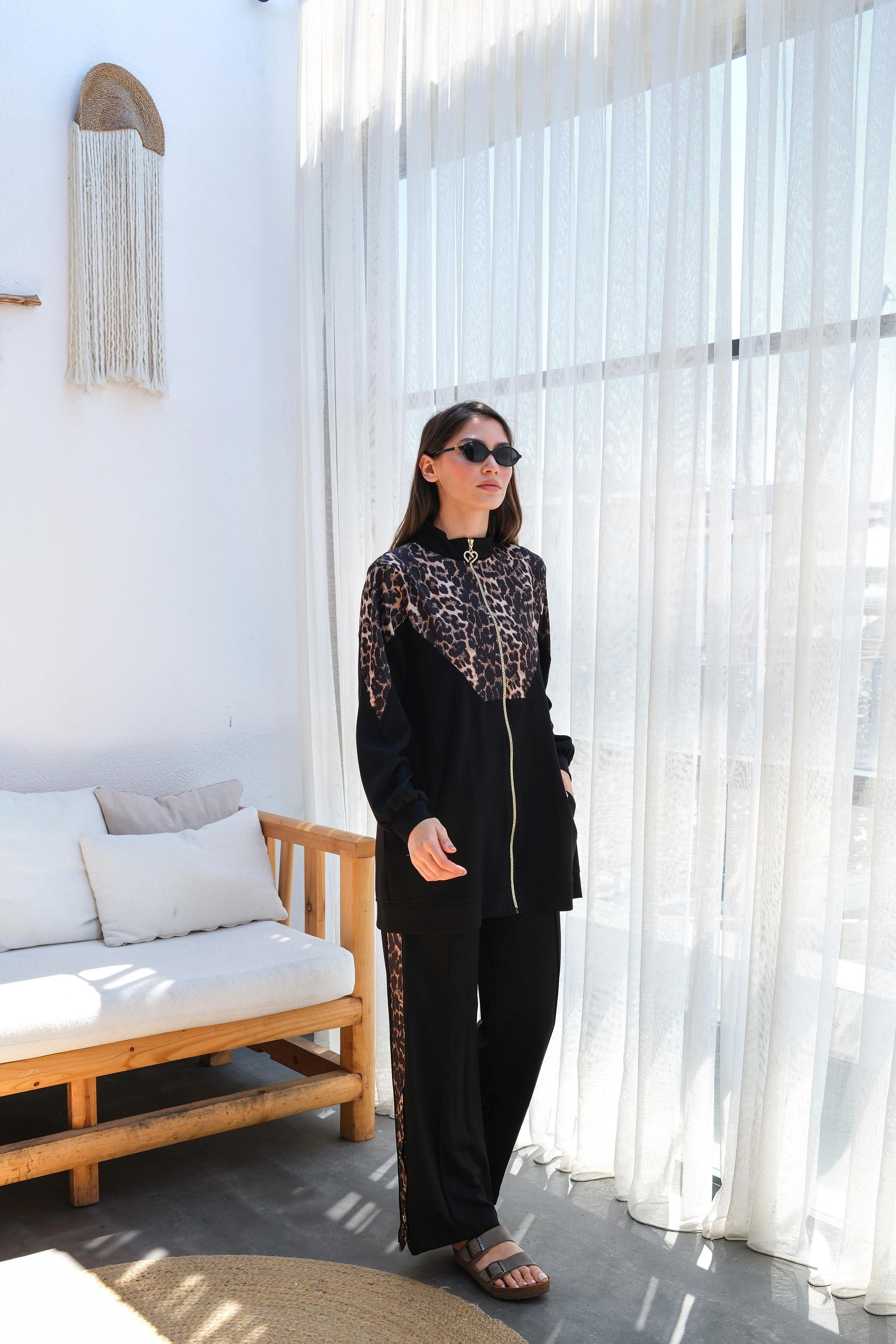 Oysho Kumaş Leopar Desenli Şık İkili Takım 10650