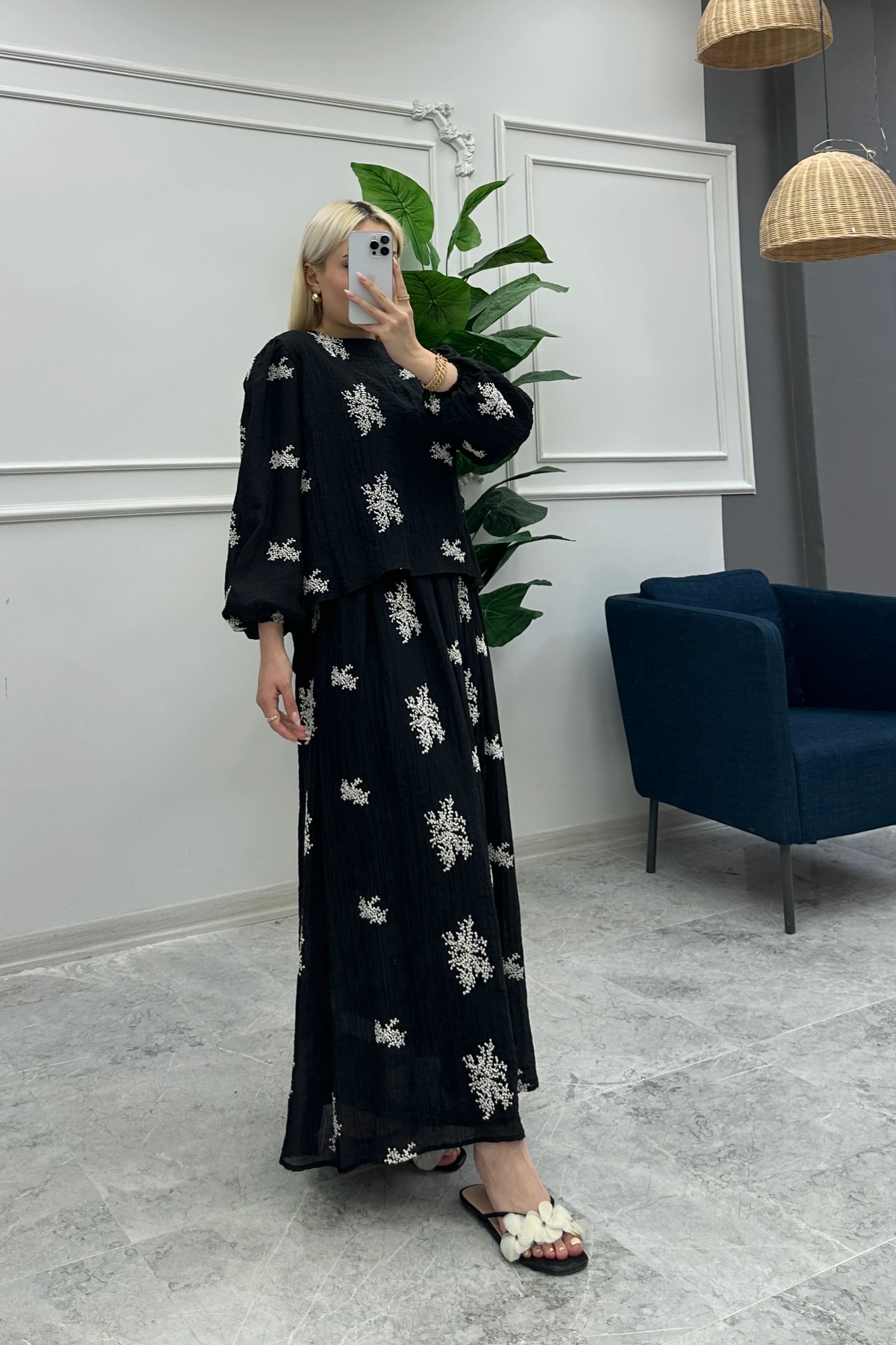 Tül Kumaşlı Nakış Detaylı Astarlı Zarif İkili Etek Takım 8216