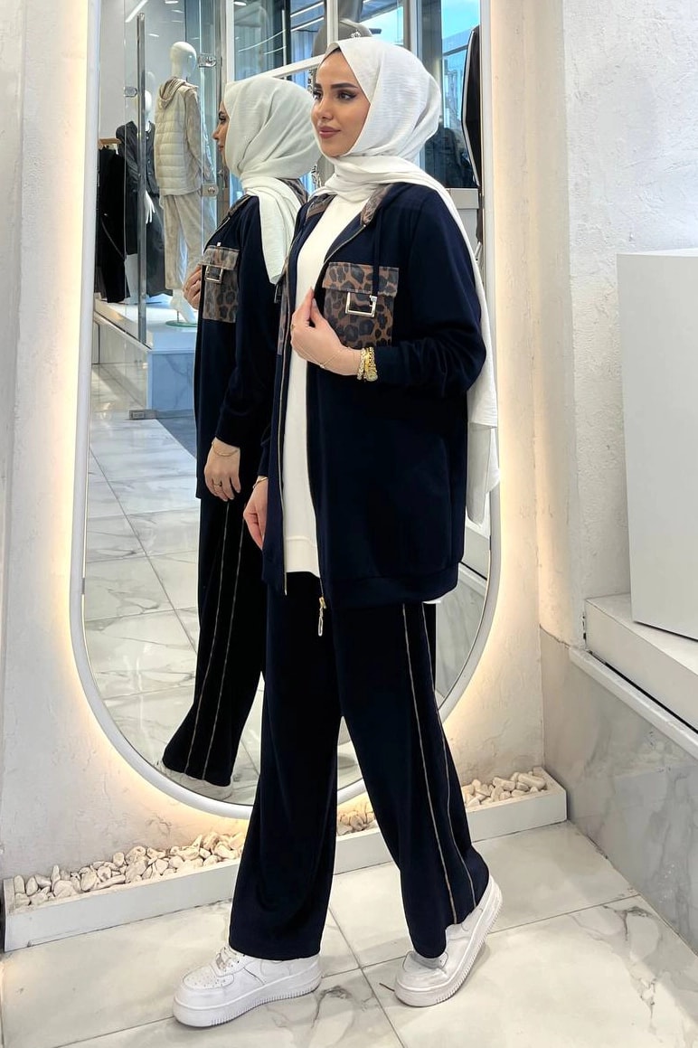 Wholesale Oysho Fabric Two-Piece Set with Leopard Print Pocket Detail