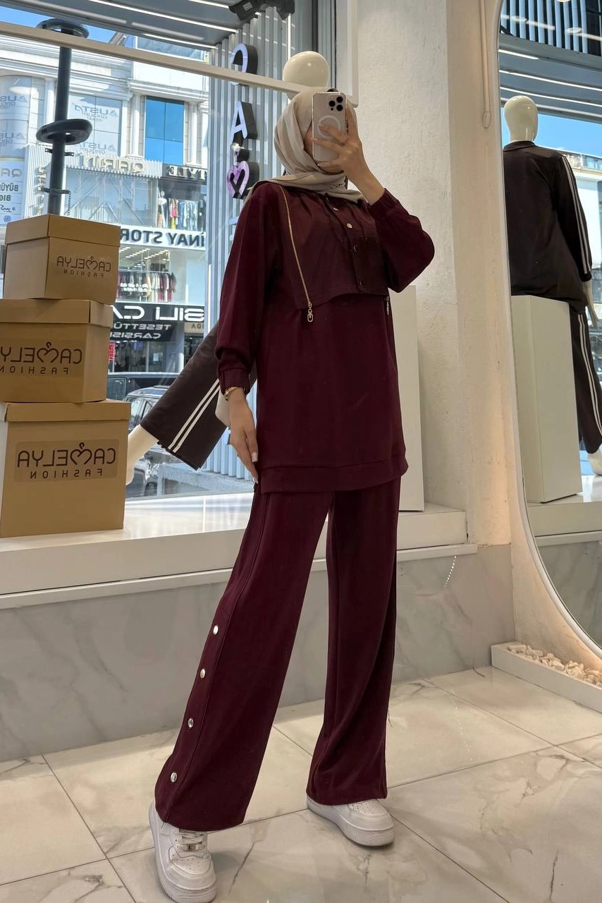 Toptan Oysho Kumaş Fermuar Ve Çıtçıt Detaylı İkili Takım