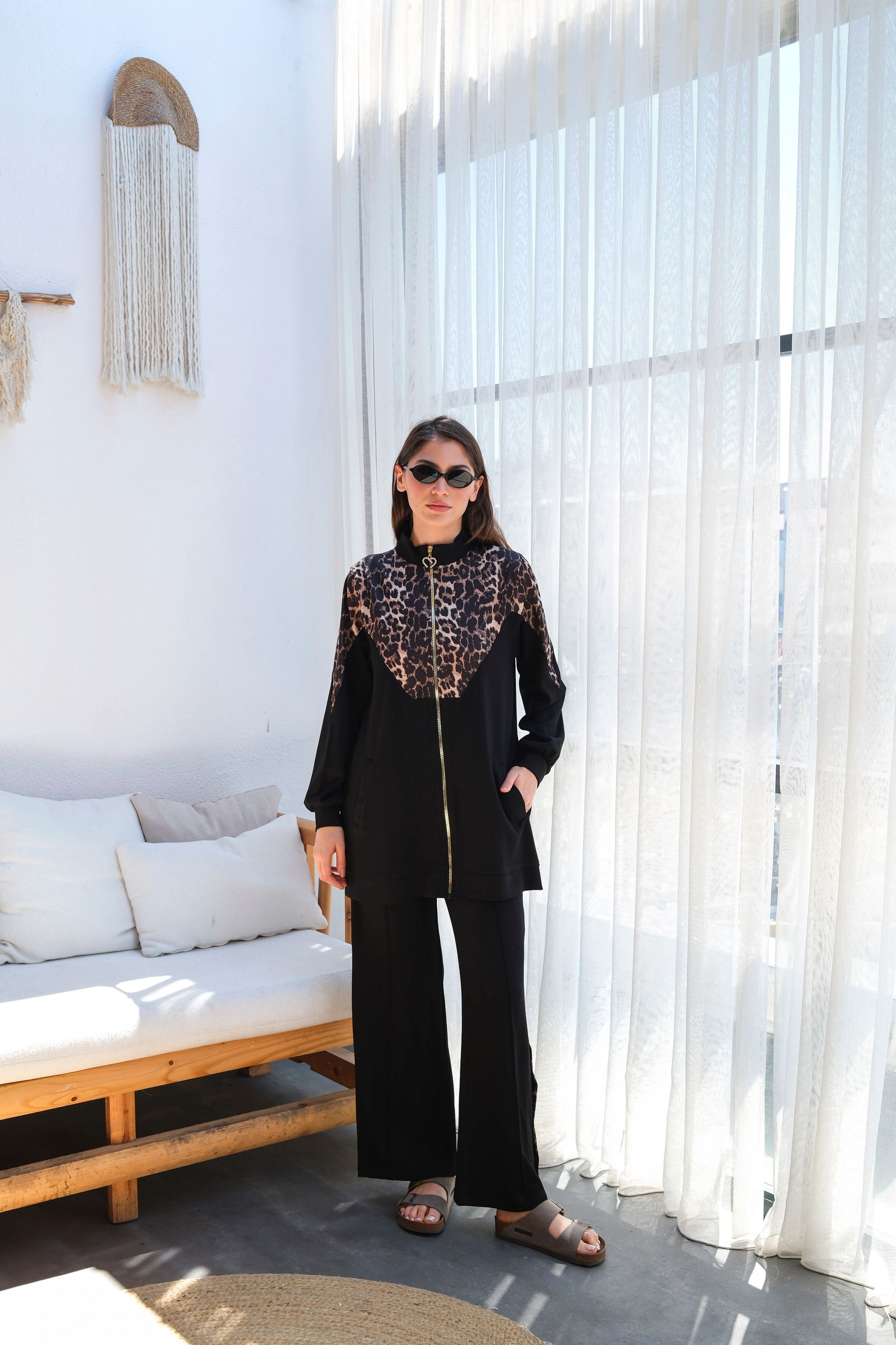 Oysho Kumaş Leopar Desenli Şık İkili Takım 10650