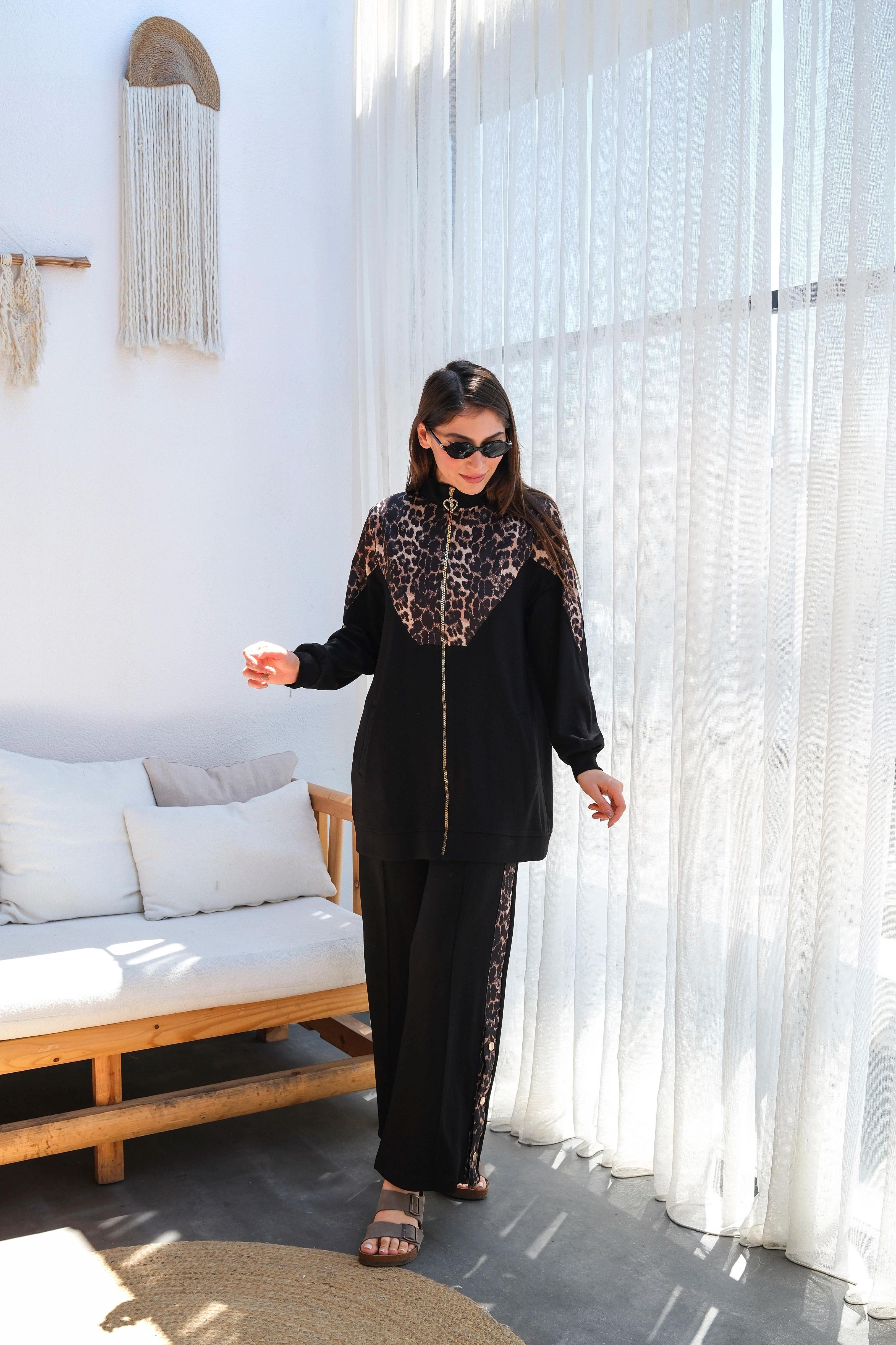 Oysho Kumaş Leopar Desenli Şık İkili Takım 10650