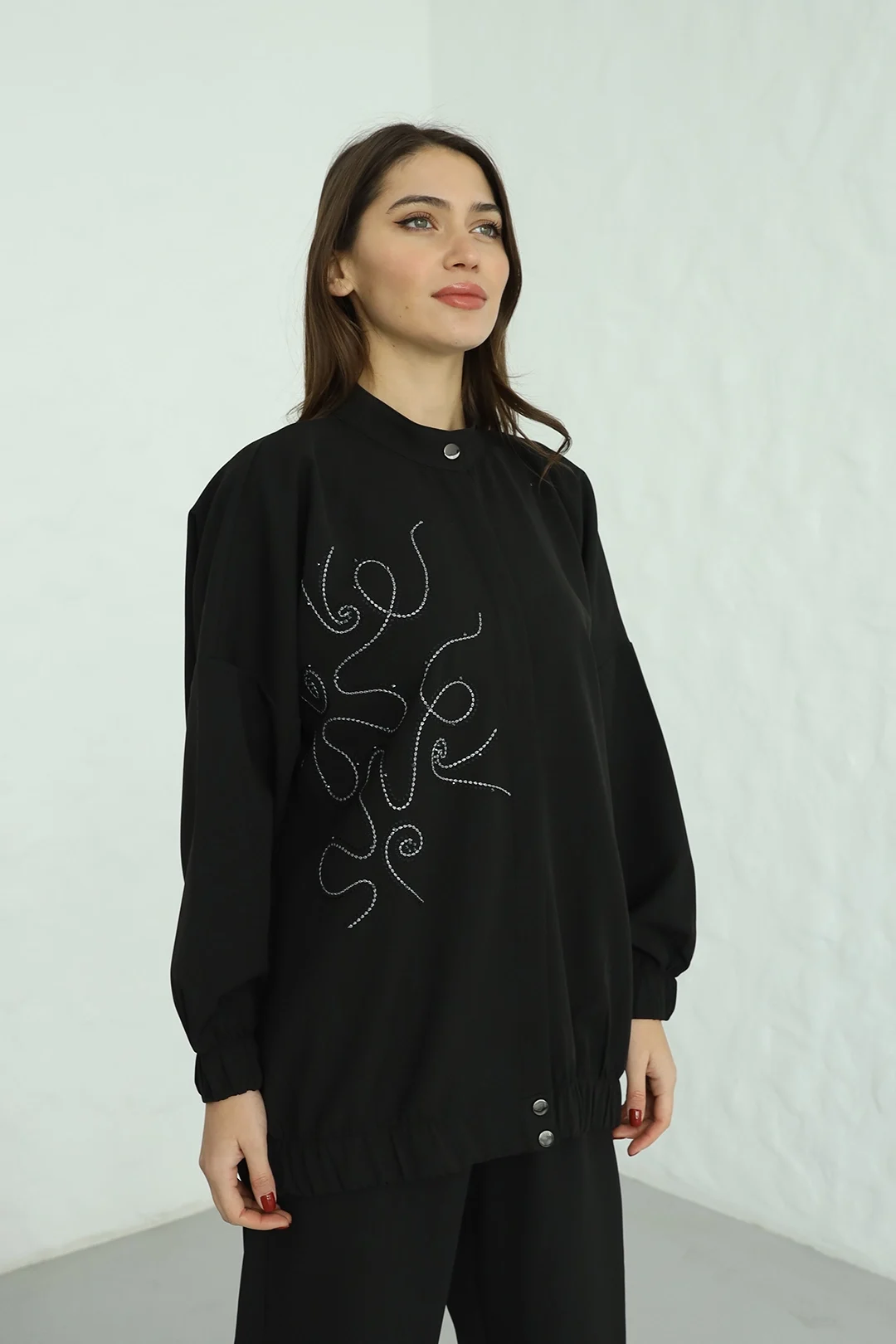 بدلة من قطعتين بنقشة قماش الكريب المزدوج للبيع بالجملة - 10549