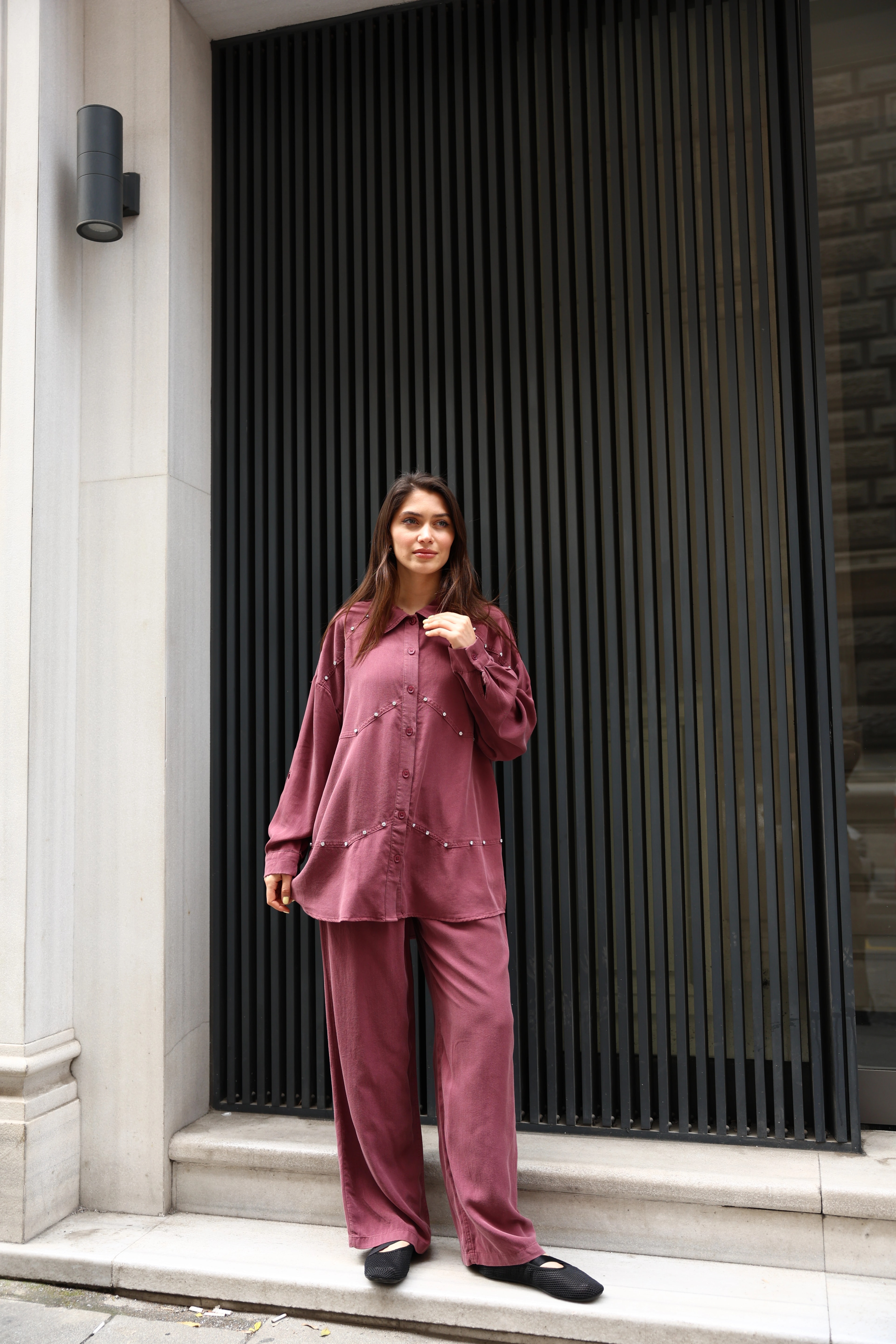 Toptan Tensel Kumaş Taşlı İkili Takım