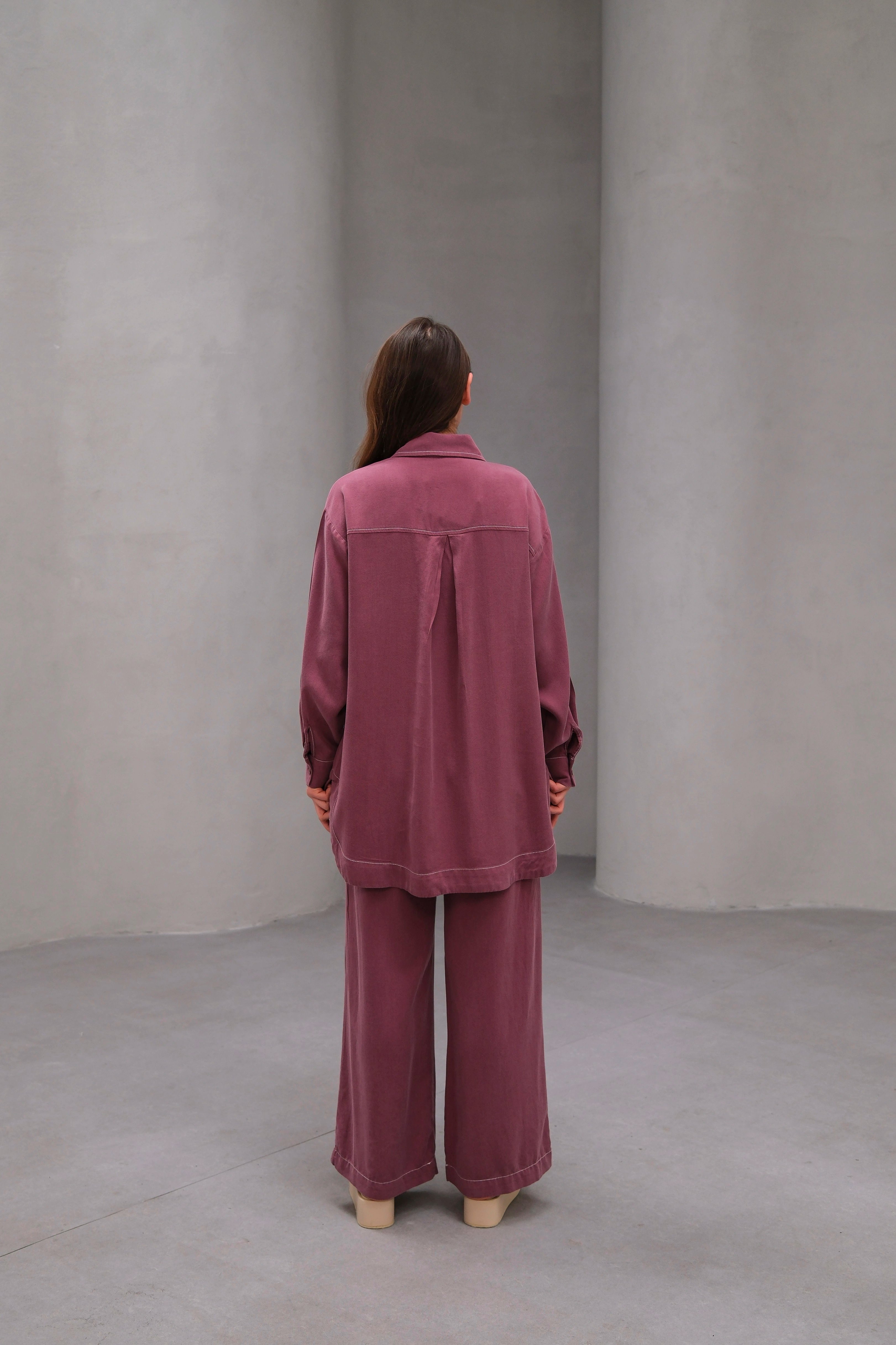 Wholesale Tencel Fabric Buttoned Flap Pocket Two Piece Suit - 10644 Product Information - Dusty Rose