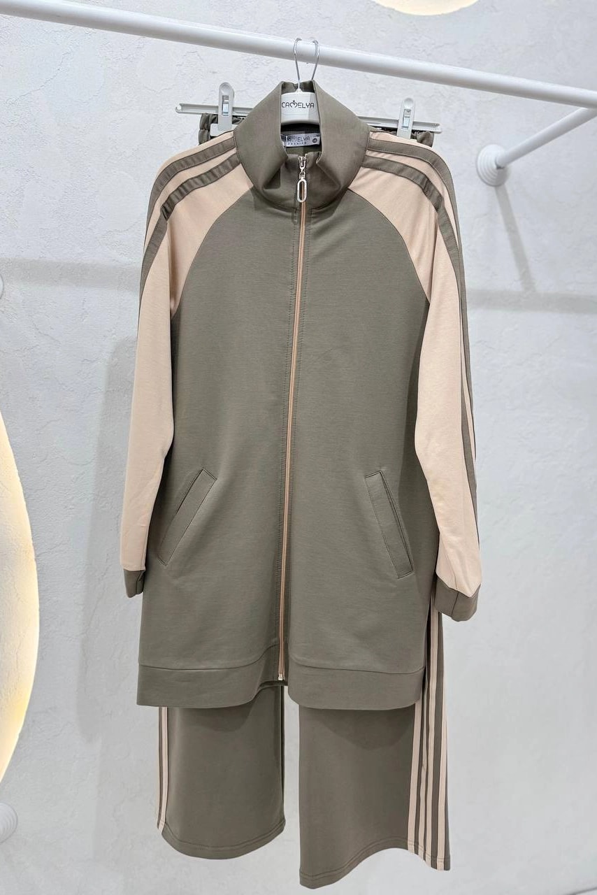 Toptan İki İplik Kumaş Ribanalı Fermuarlı İkili Takım