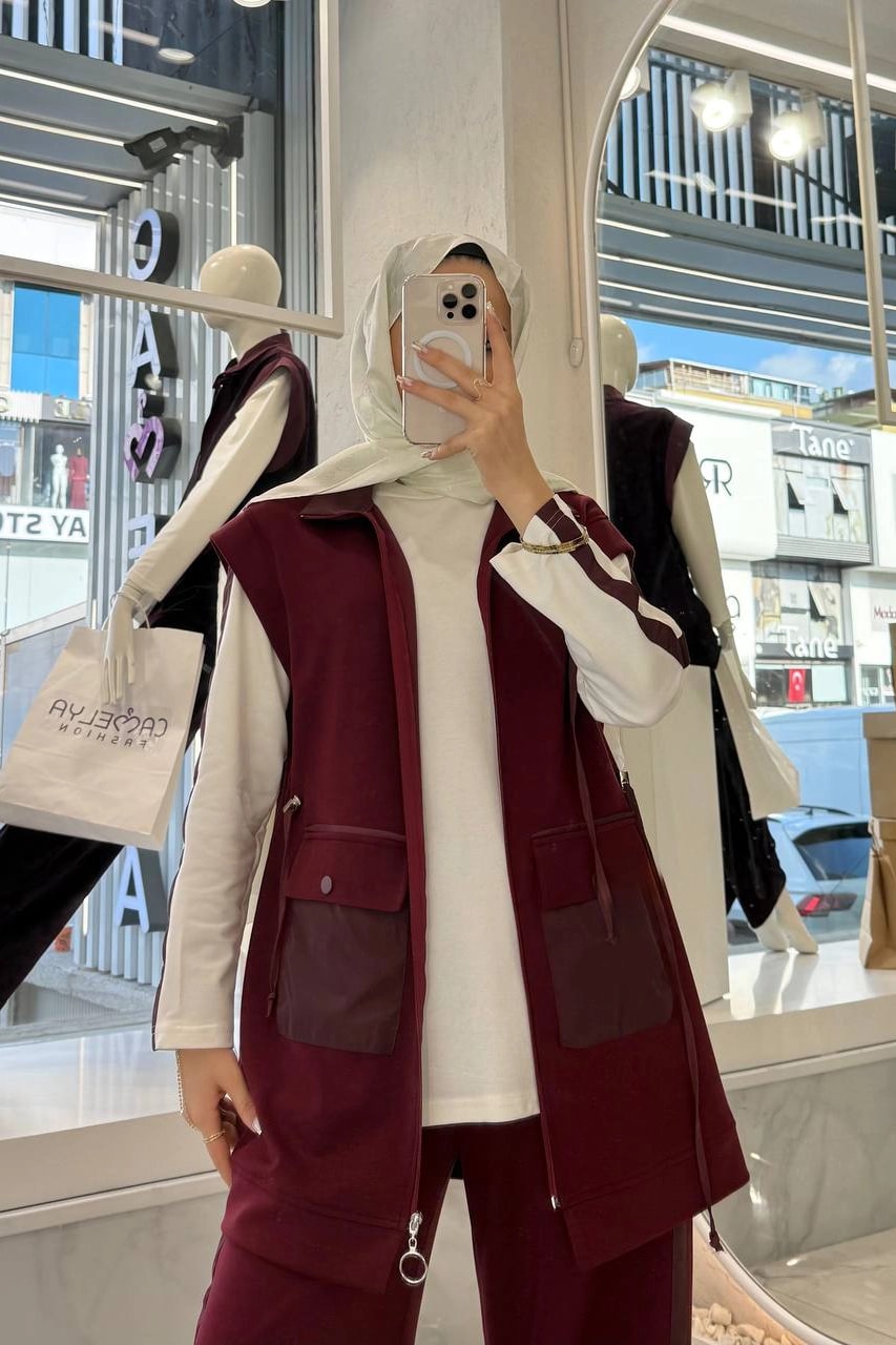 Toptan Oysho Kumaş Kapak Cep Detaylı Üçlü Takım