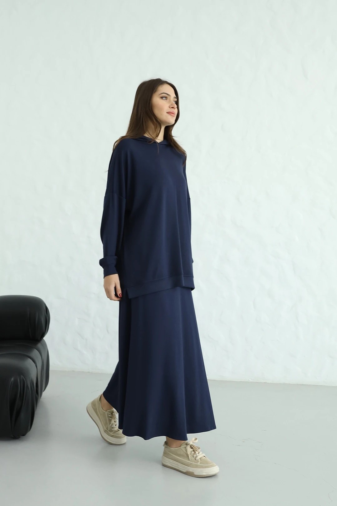 Wholesale Oysho Fabric Plain Double Skirt Set - 8192 Product Information - Navy Blue