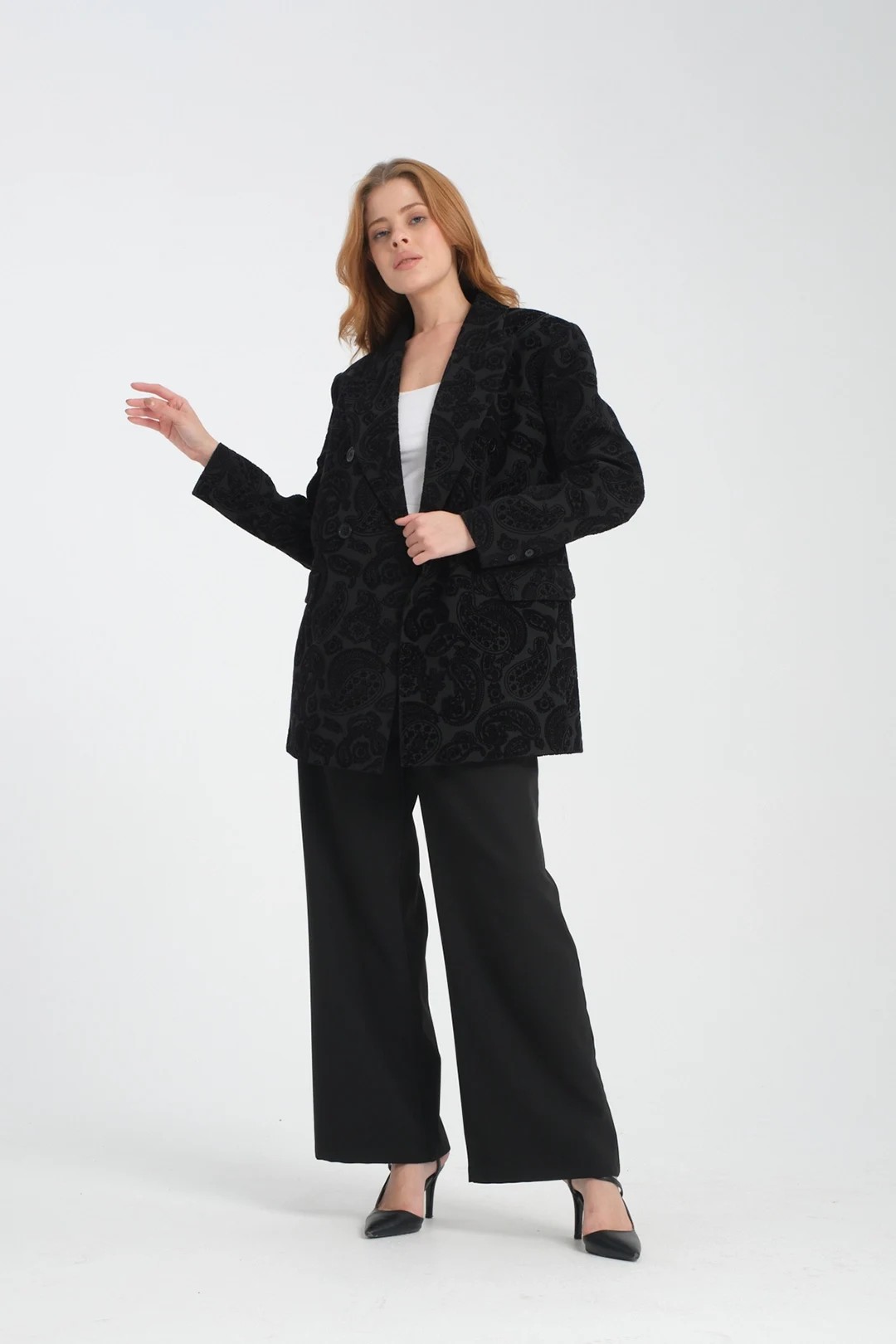 Wholesale Imported Crepe Jacket Ethnic Patterned Two Piece Suit