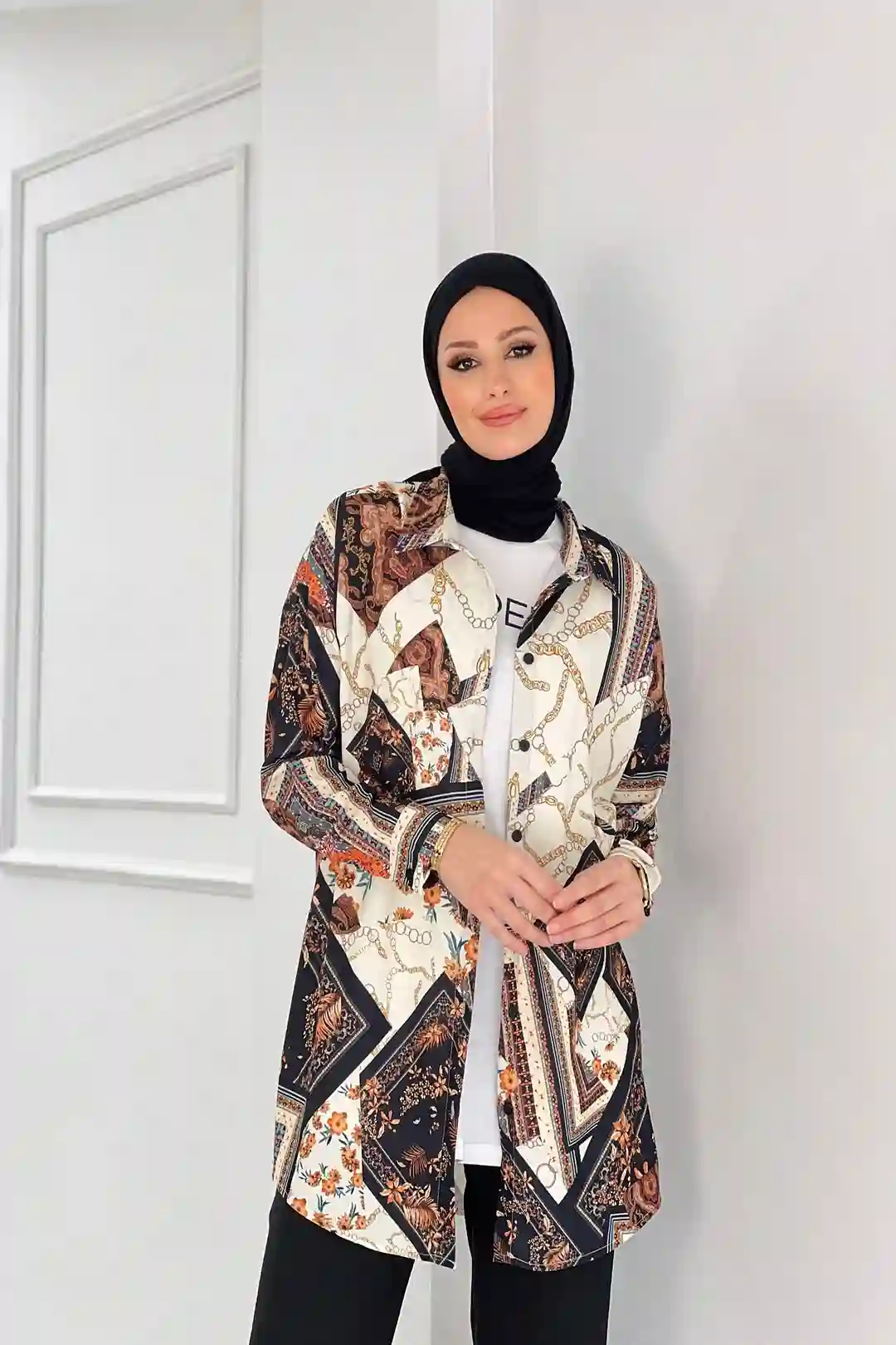 Оптом Льняная ткань, костюм-тройка с цифровым принтом