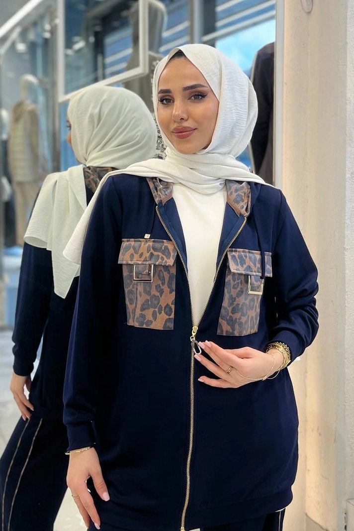 Wholesale Oysho Fabric Two-Piece Set with Leopard Print Pocket Detail