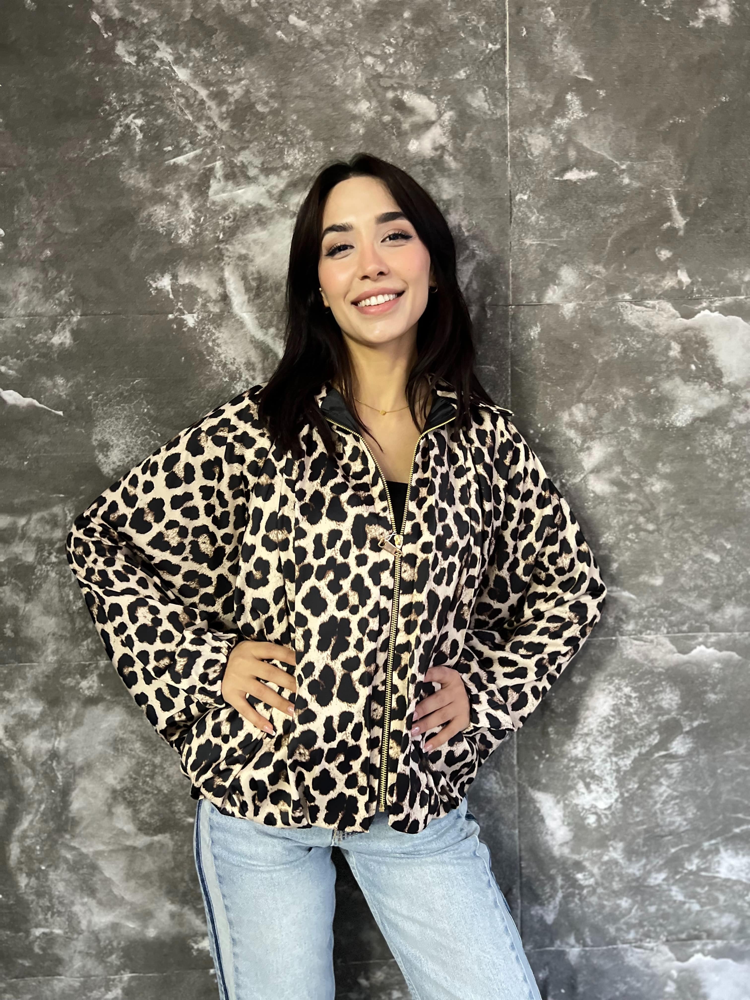 PERRY LEOPAR SATEN BOMBER CEKET