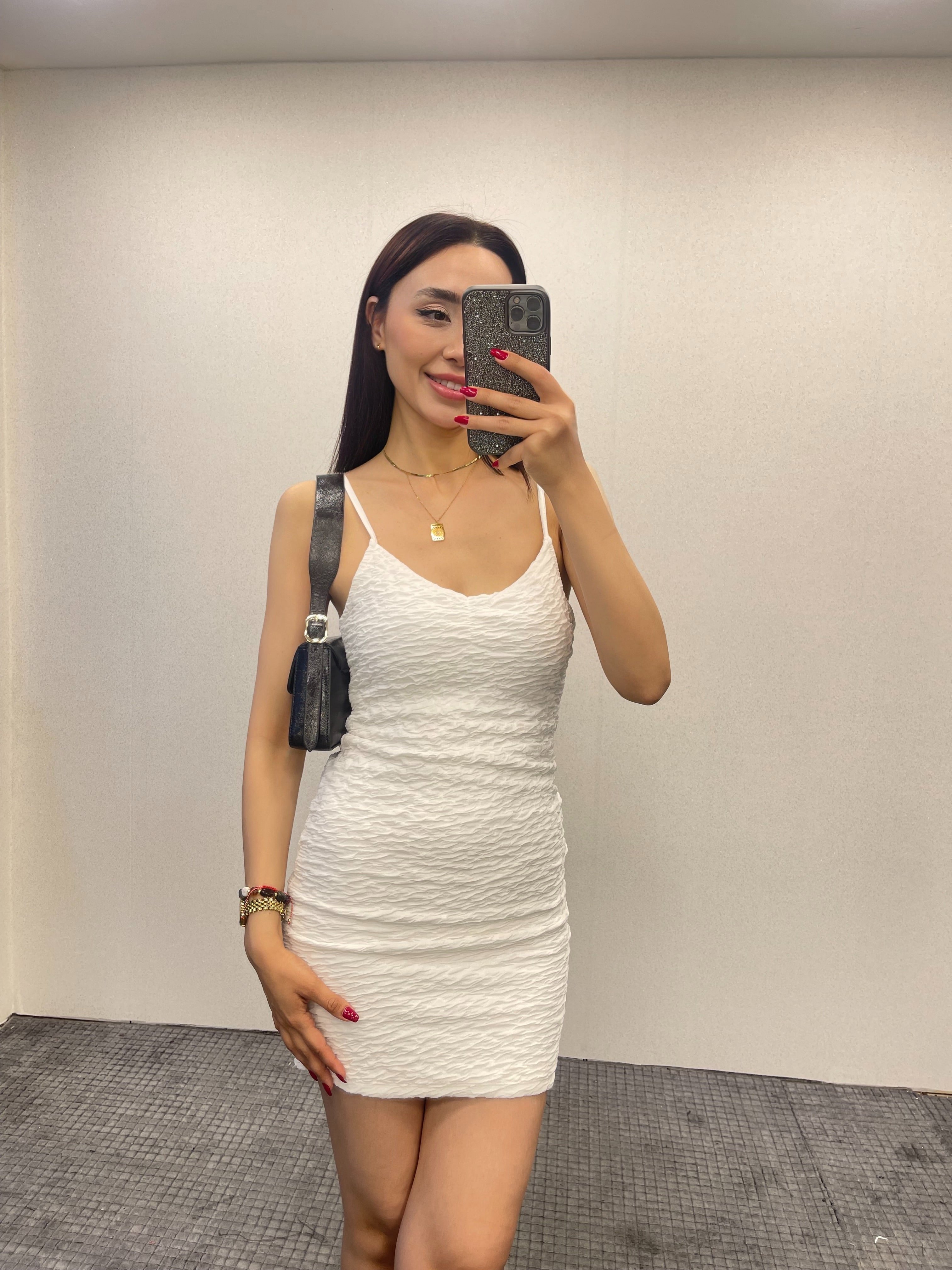 MNG BEYAZ KISA ELBİSE