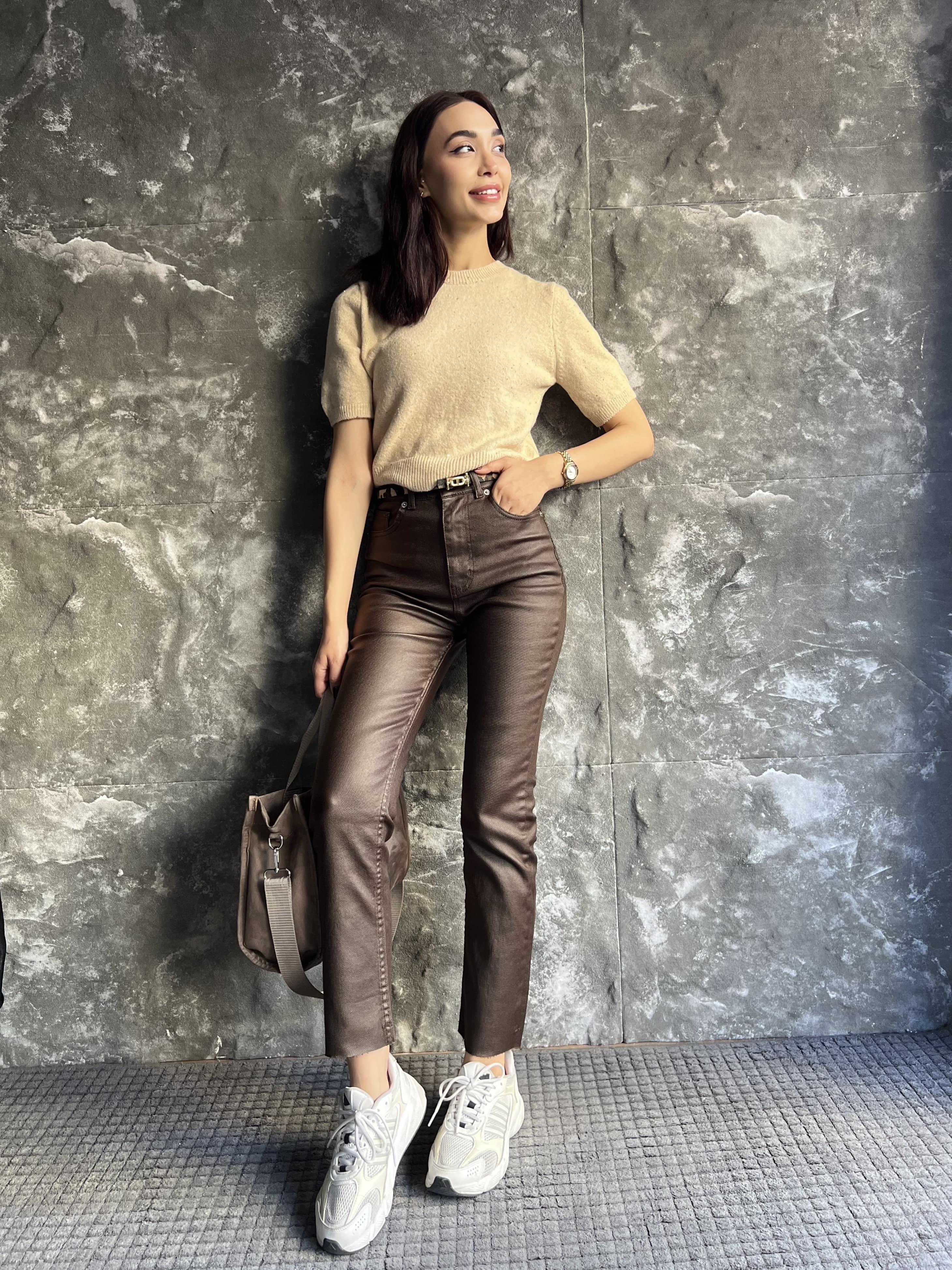 ZRA DERİ GÖRÜNÜMLÜ MUMLU JEAN 