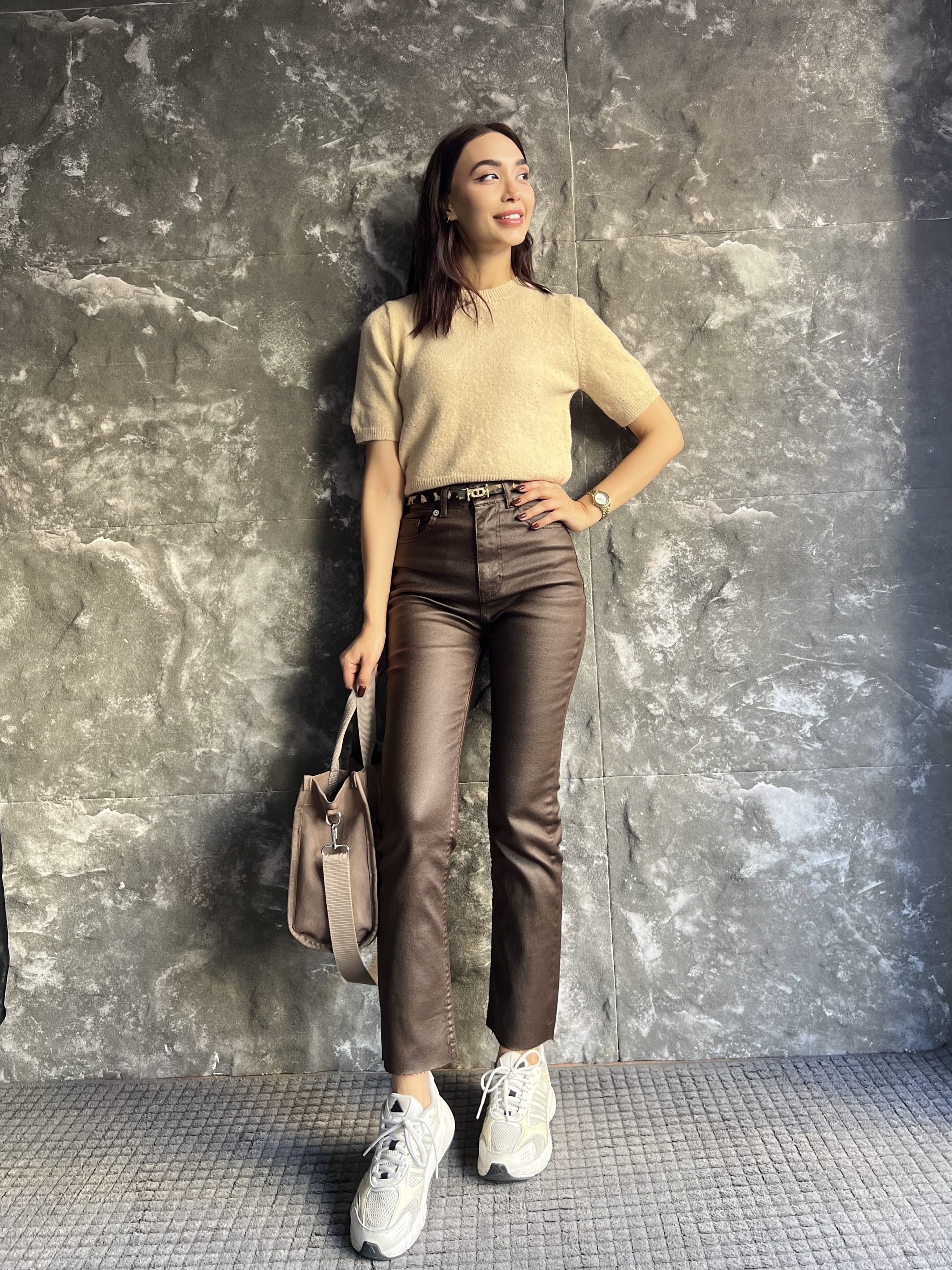 ZRA DERİ GÖRÜNÜMLÜ MUMLU JEAN 