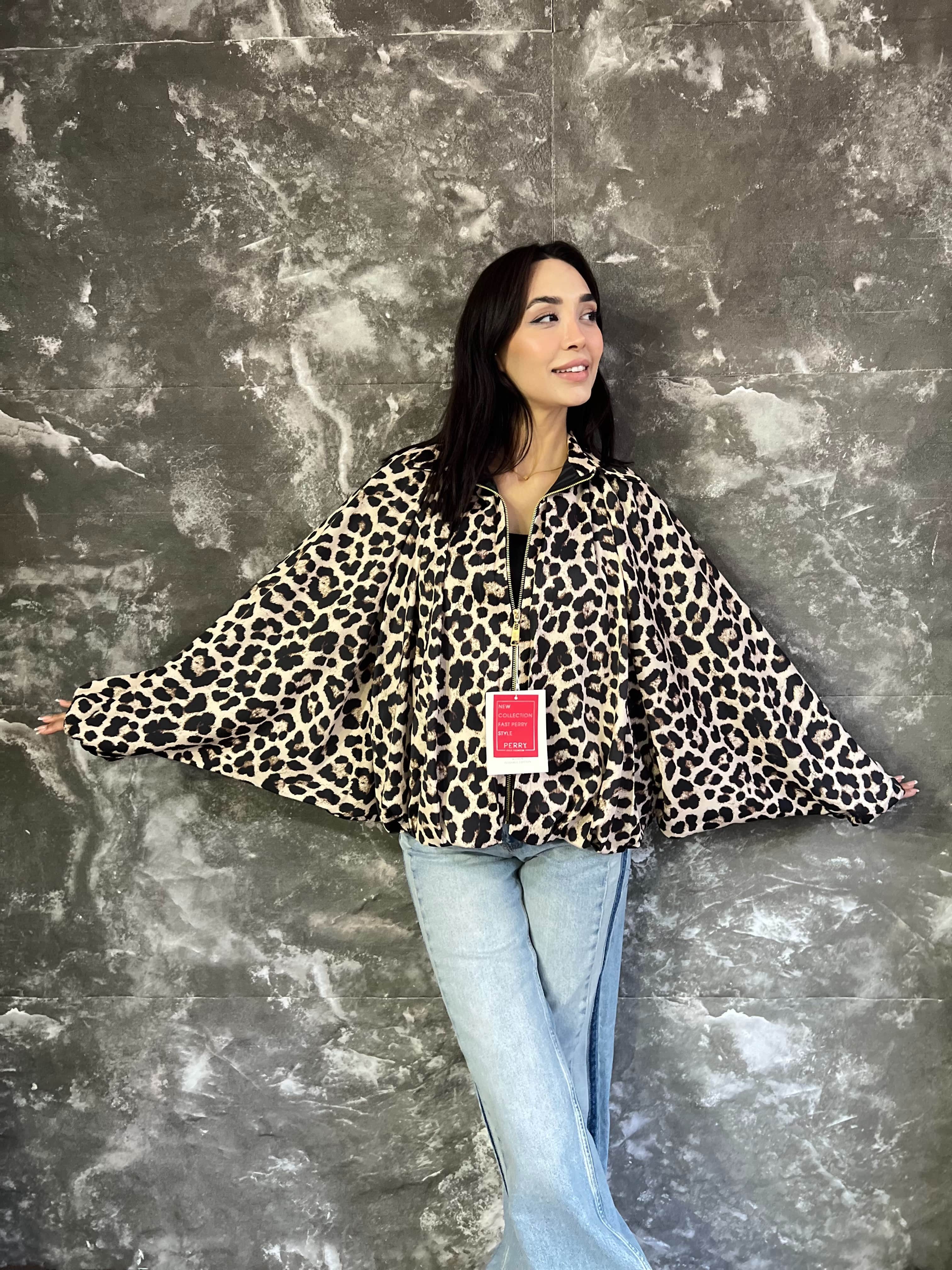PERRY LEOPAR SATEN BOMBER CEKET