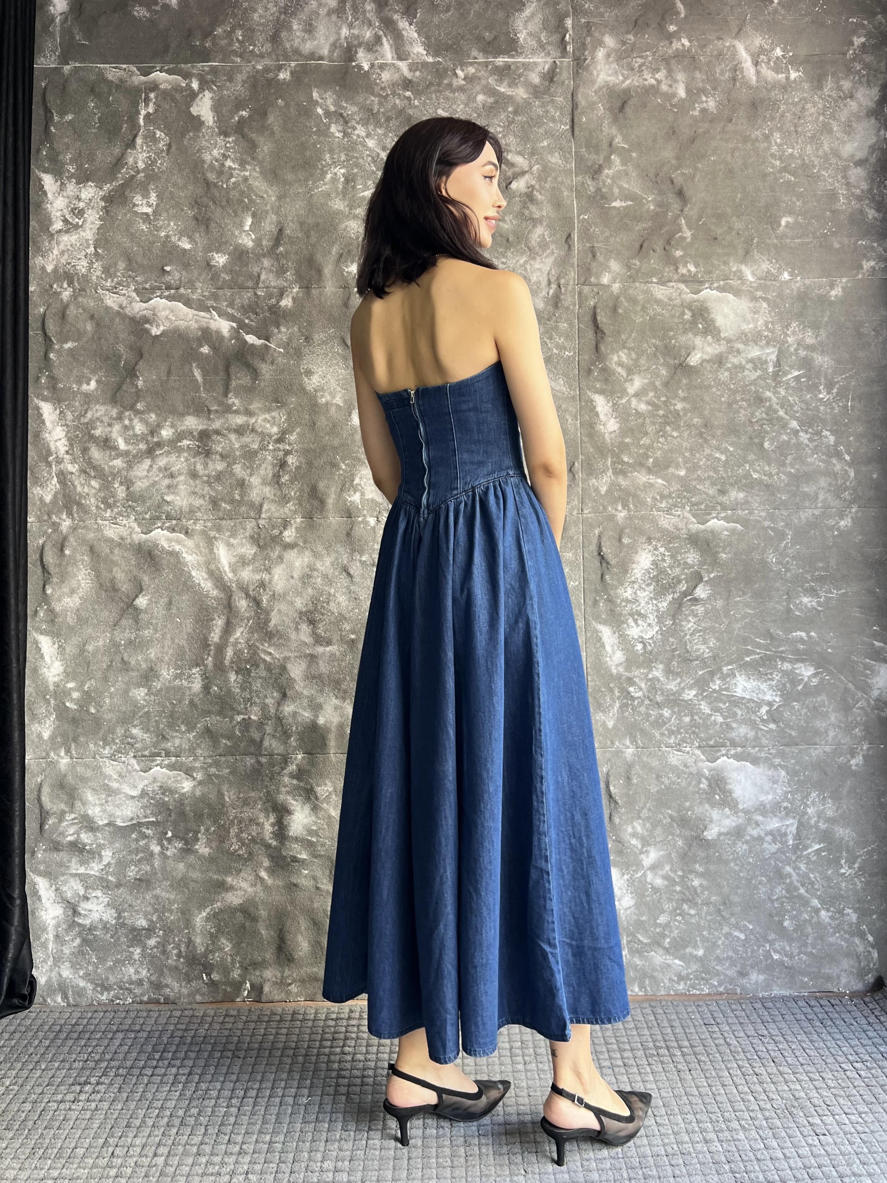 VENÜS PREMIUM STRAPLEZ JEAN ELBİSE