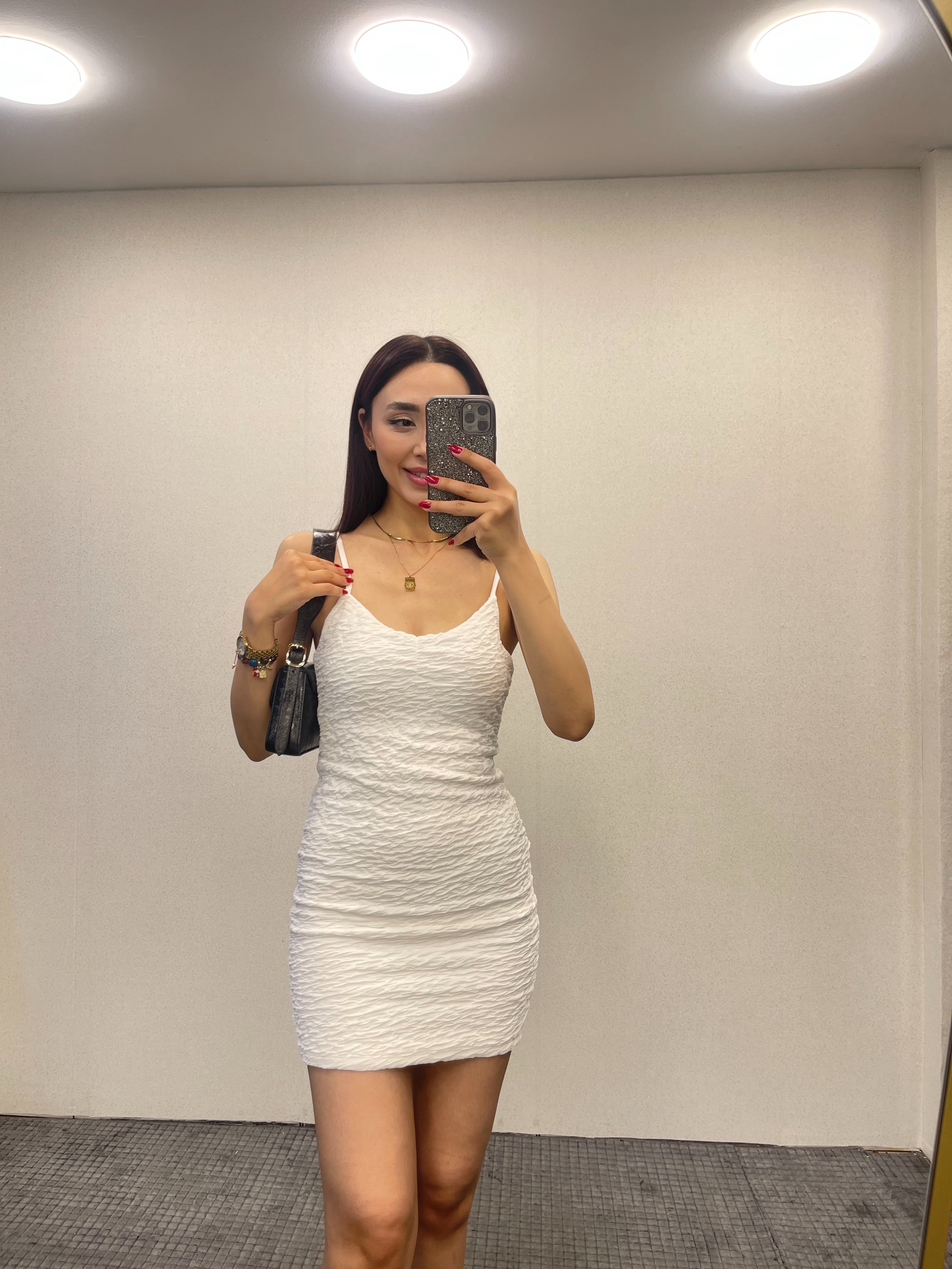 MNG BEYAZ KISA ELBİSE