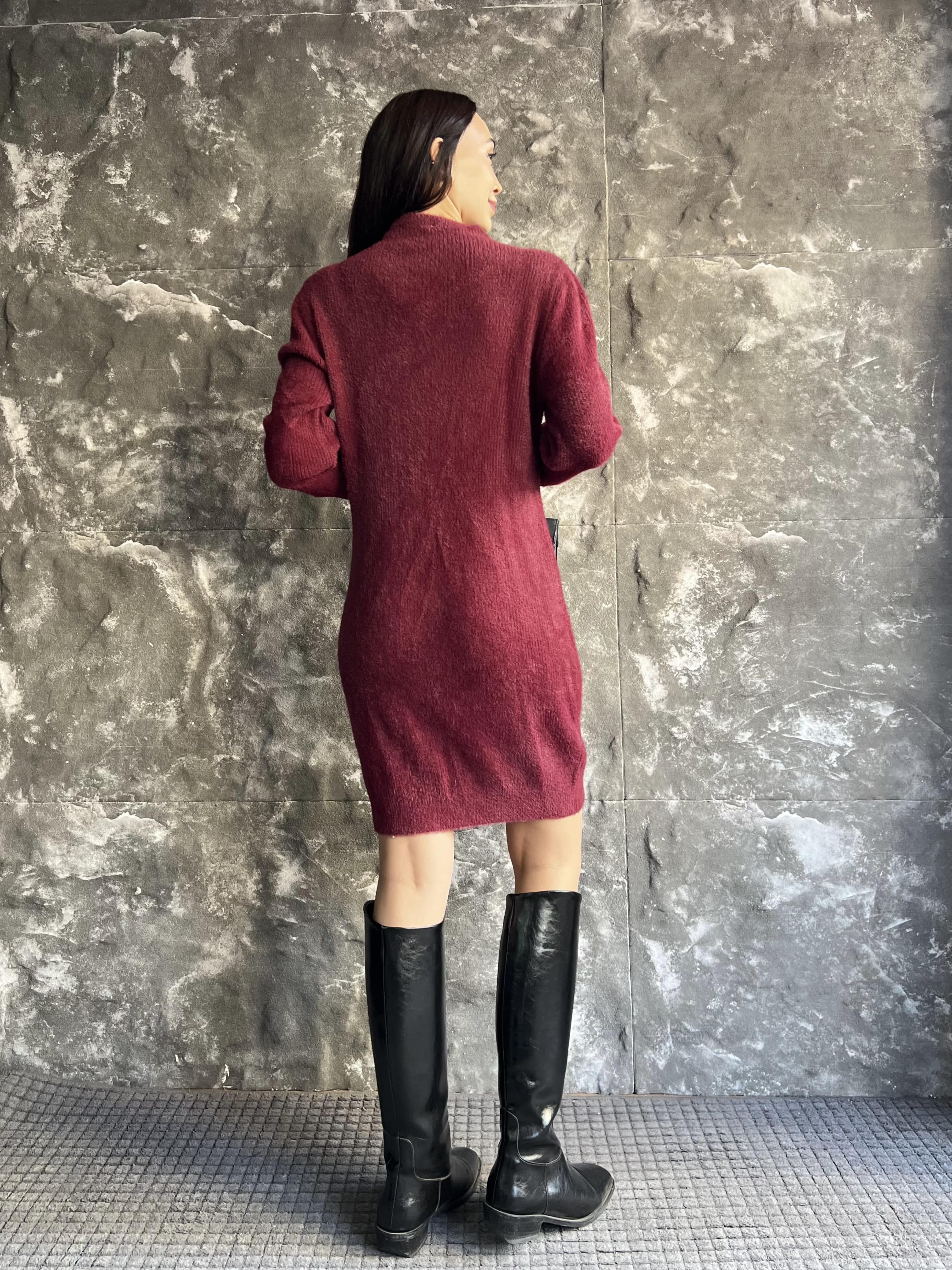 WALORİNA KALP TAŞ DETAY YUMOŞ ELBİSE