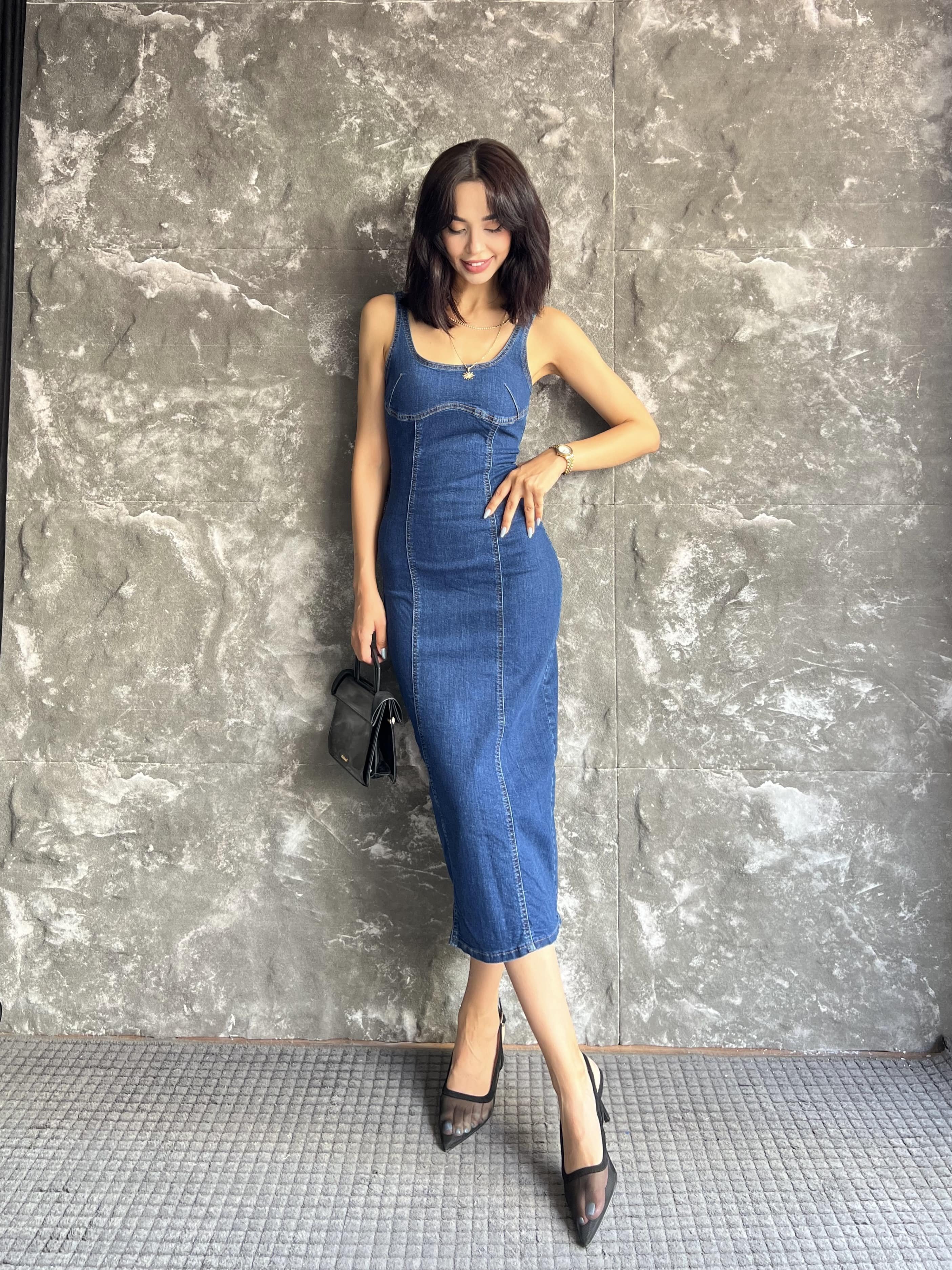 ALİNA PREMIUM JEAN ELBİSE