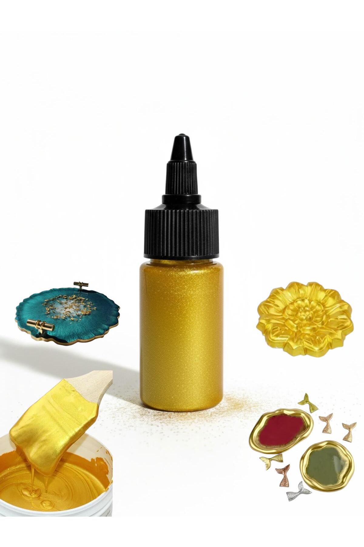 Altın Rengi Epoksi Kenarları ve Obje Boyası (10 Dakikada Kurur) 30 Gr