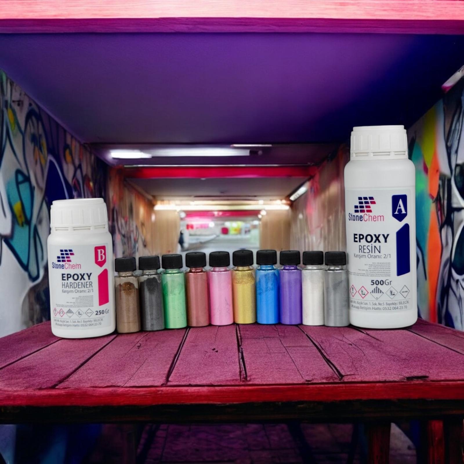 Ultra Şeffaf Epoksi Reçine 750 Gr + Pigment Seti 10x20 ml