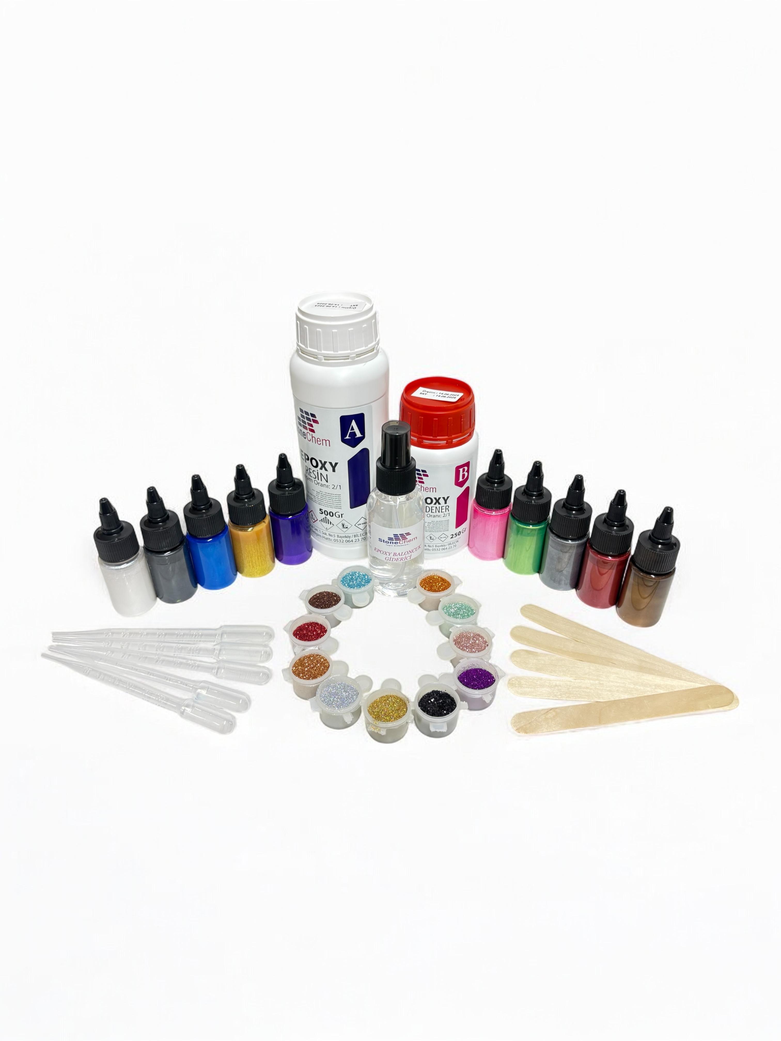 750 Gr Şeffaf Epoksi + Köpük Giderici + Sıvı Sedefli Pigment + Sim Seti+ Pipet + Karıştırıcı Çubuk