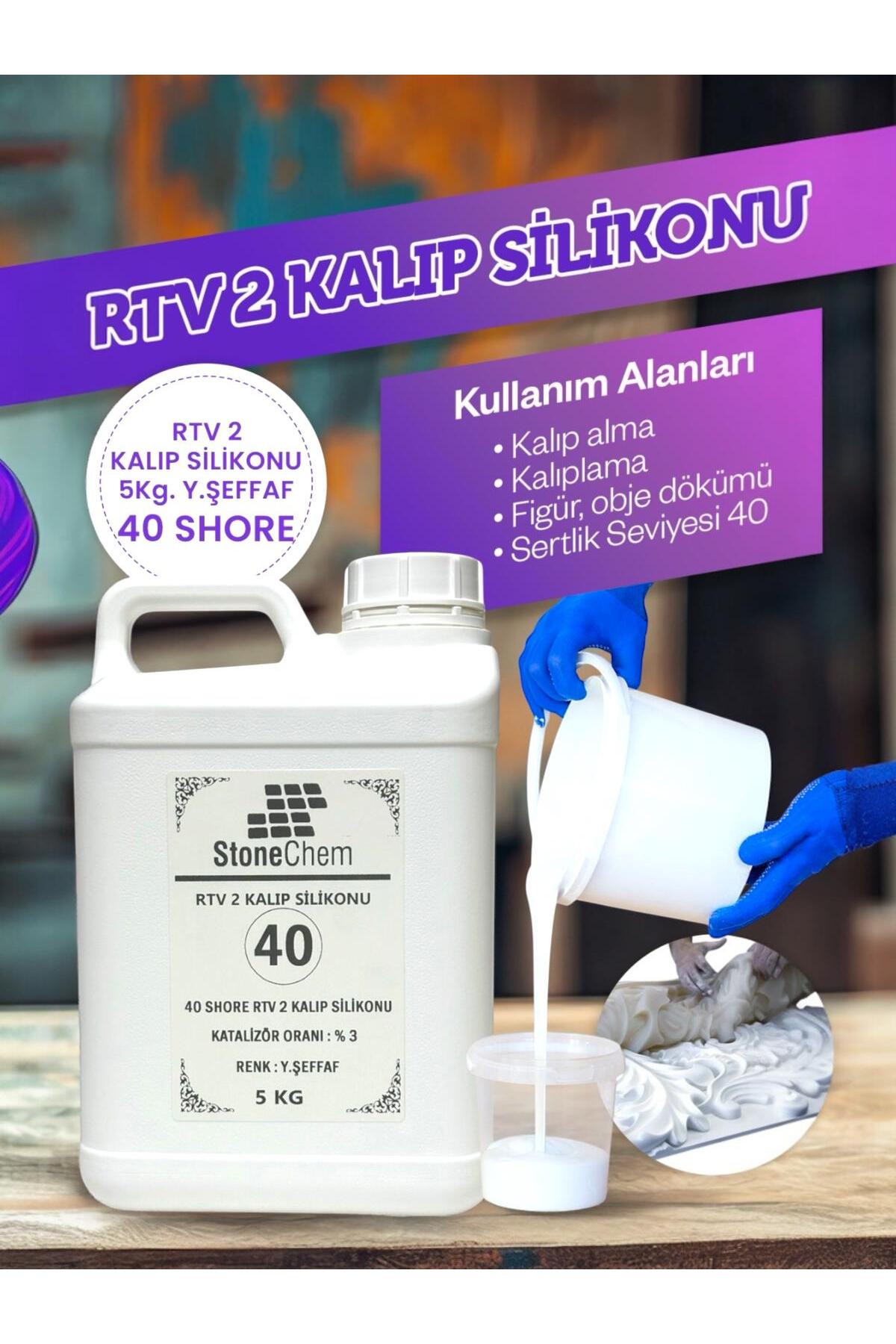 Yüksek Kalite 1. Sınıf RTV 2 Kalıp Silikonu 5 KG YARI ŞEFFAF 40 SHORE