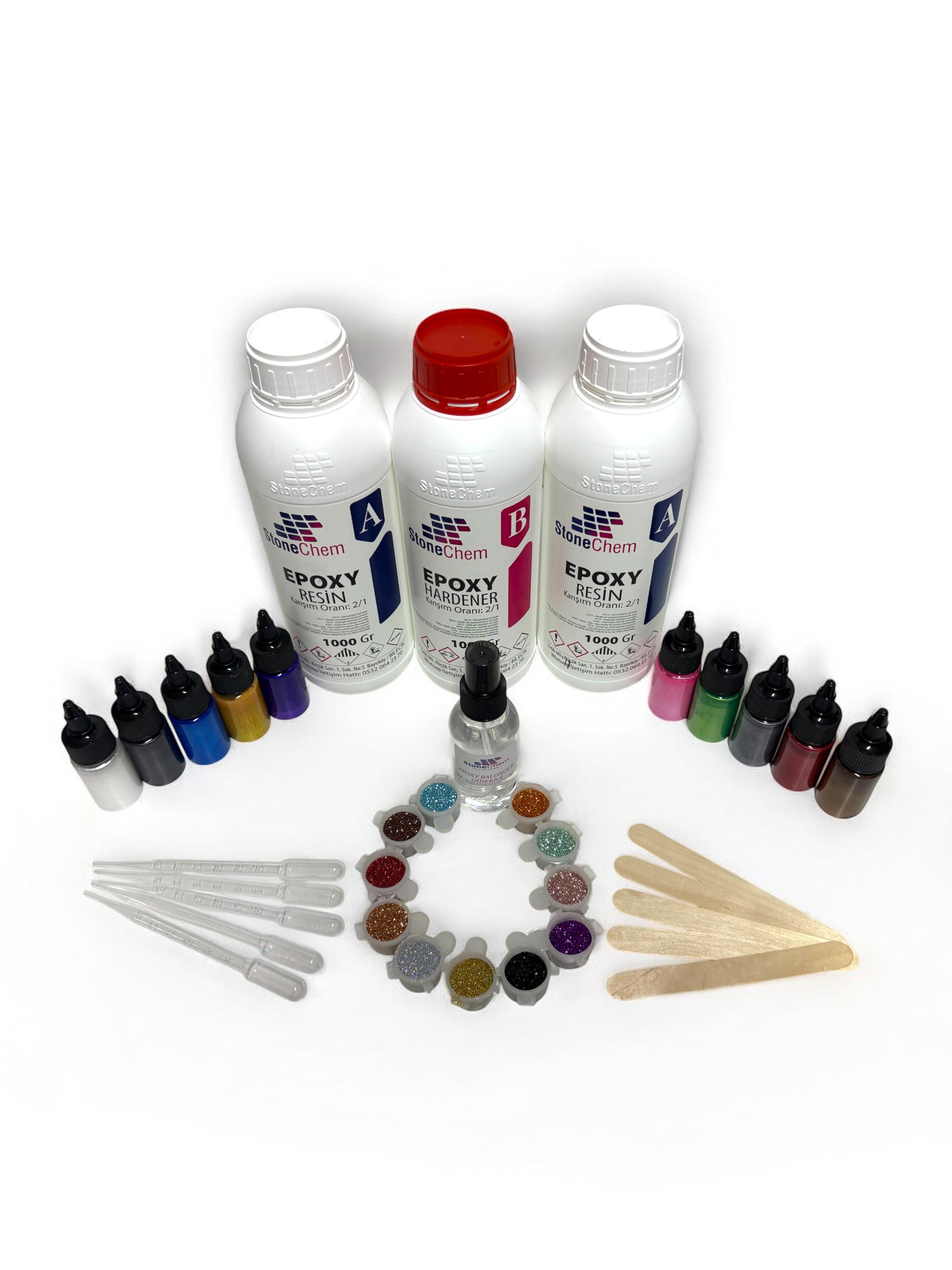 3 Kg Şeffaf Epoksi + Köpük Giderici + Sıvı Sedefli Pigment + Sim Seti+ Pipet + Karıştırıcı Çubuk