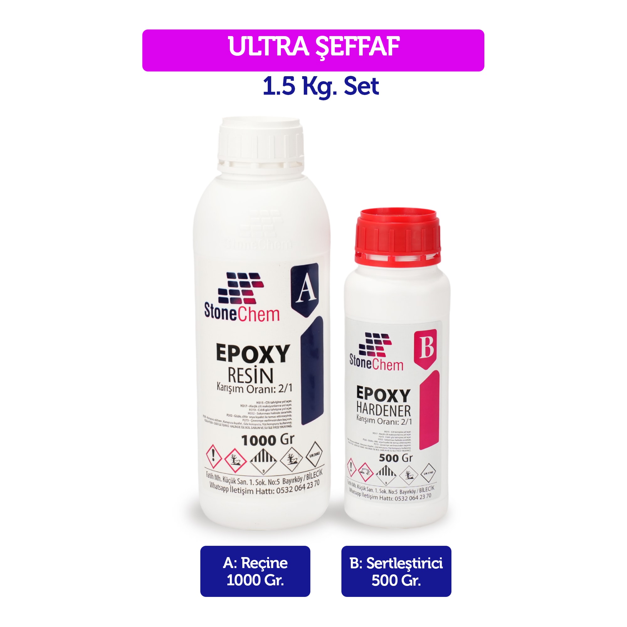 STONECHEM STONEMIX Hobby Epoxy Reçine/ Ultra Şefaf Stonechem Epoksi Reçine 1500 GR