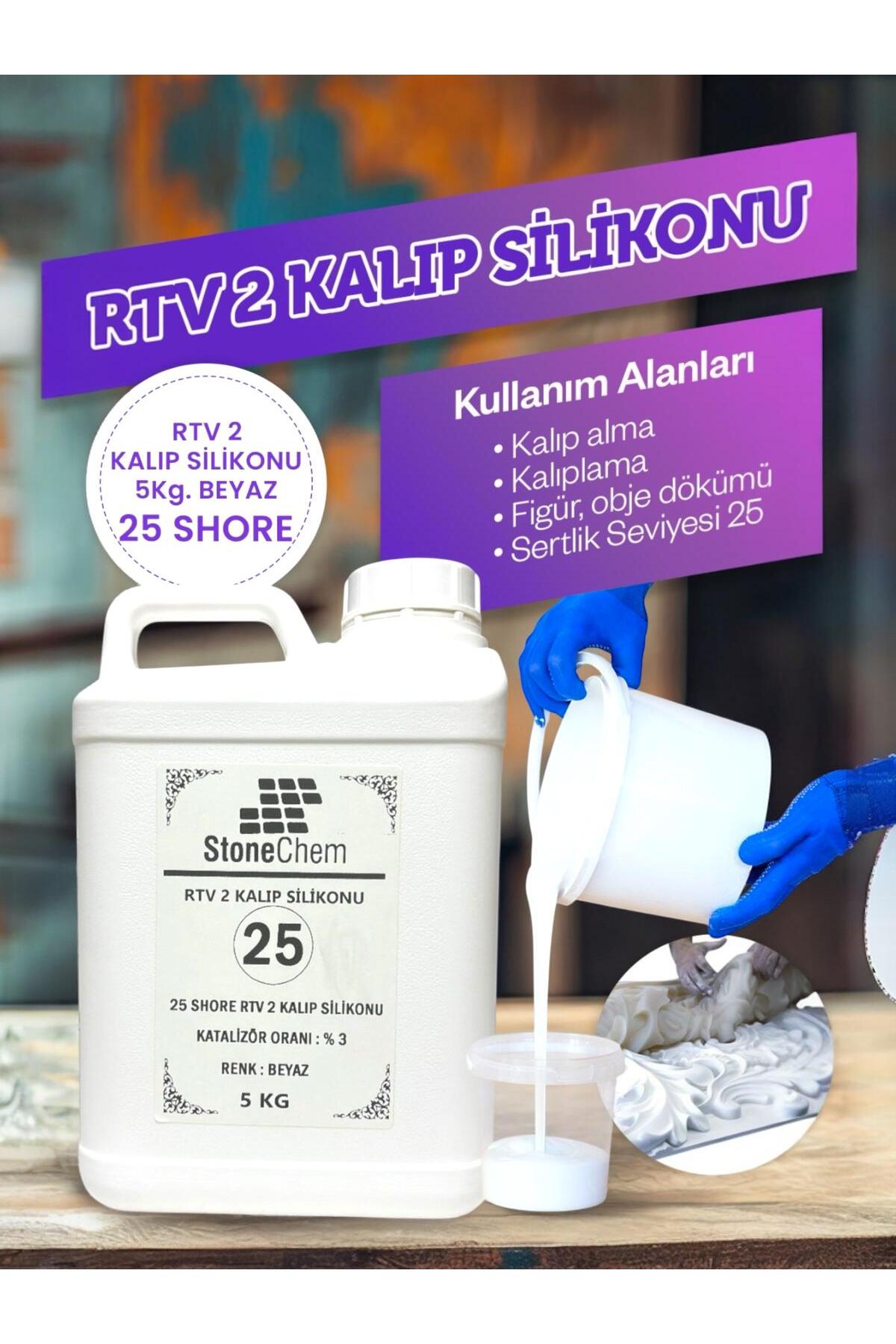 Yüksek Kalite 1. Sınıf RTV 2 Kalıp Silikonu 5 KG BEYAZ 25 SHORE