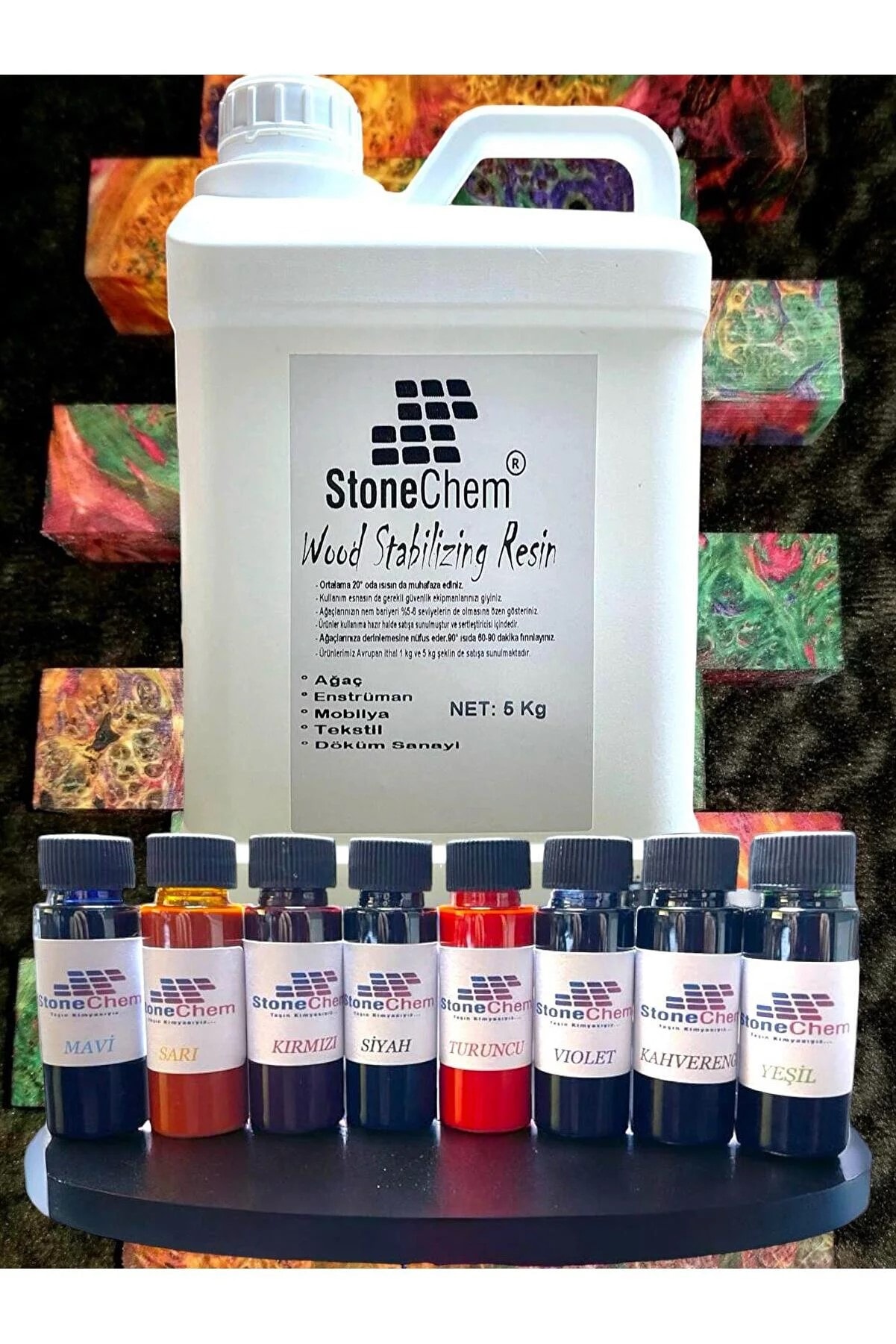 Stabilize Ağaç Emprenye Reçinesi 5kg Boya Seti 8x20gr