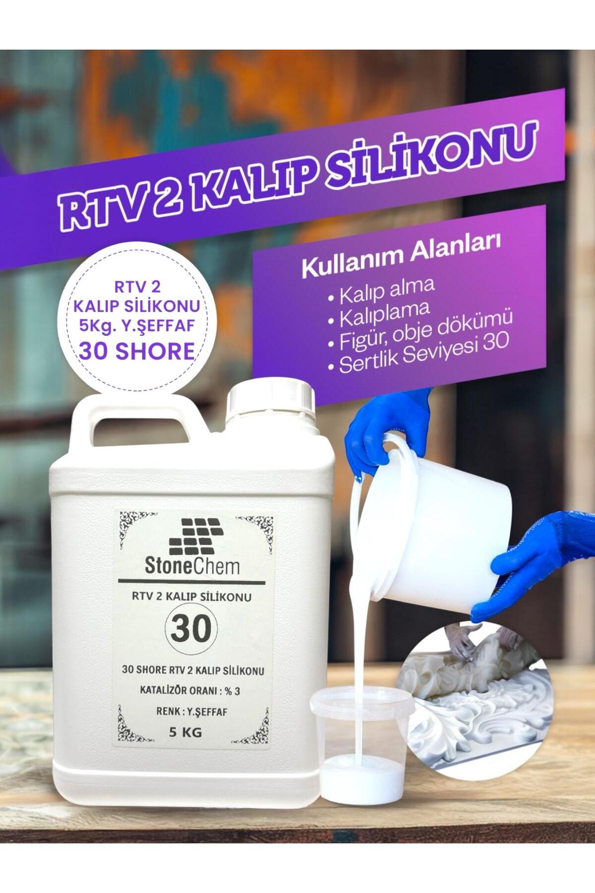 Yüksek Kalite 1. Sınıf RTV 2 Kalıp Silikonu 5 KG YARI ŞEFFAF 30 SHORE