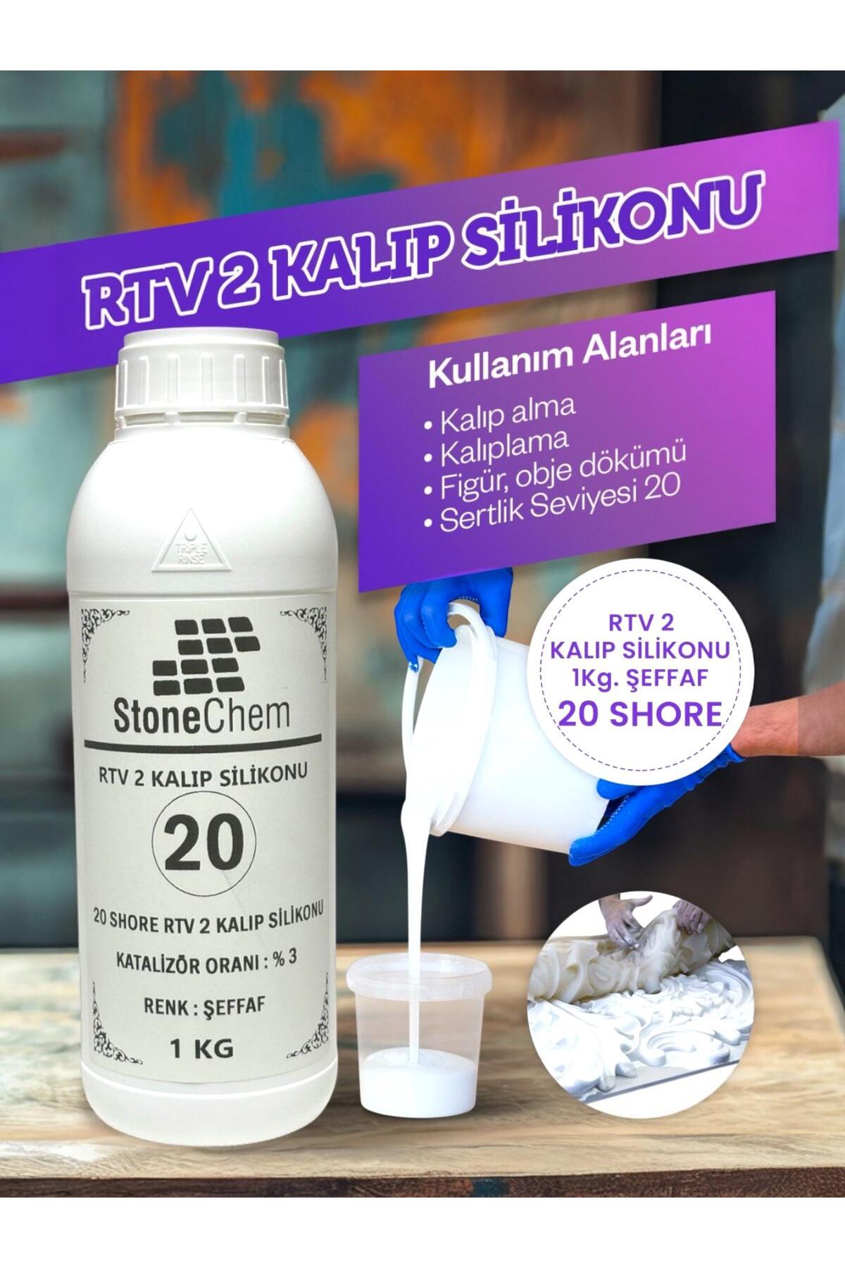 Yüksek Kalite 1. Sınıf RTV 2 Kalıp Silikonu 1 KG YARI ŞEFFAF 20 SHORE